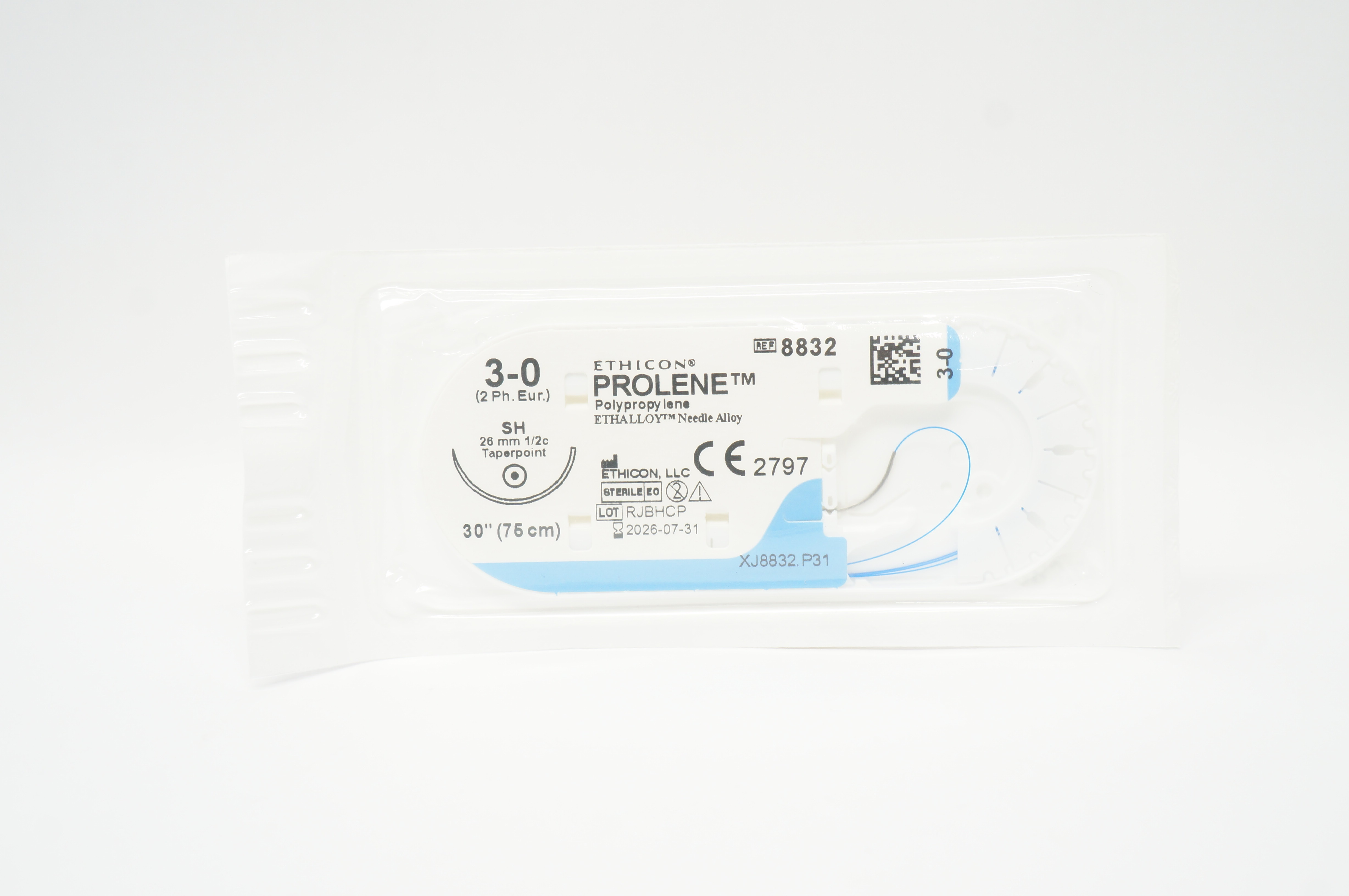 Ethicon 8832 3-0 Prolene Polypropylene Stre SH 26mm 1/2c Taperpoint, 30 inch