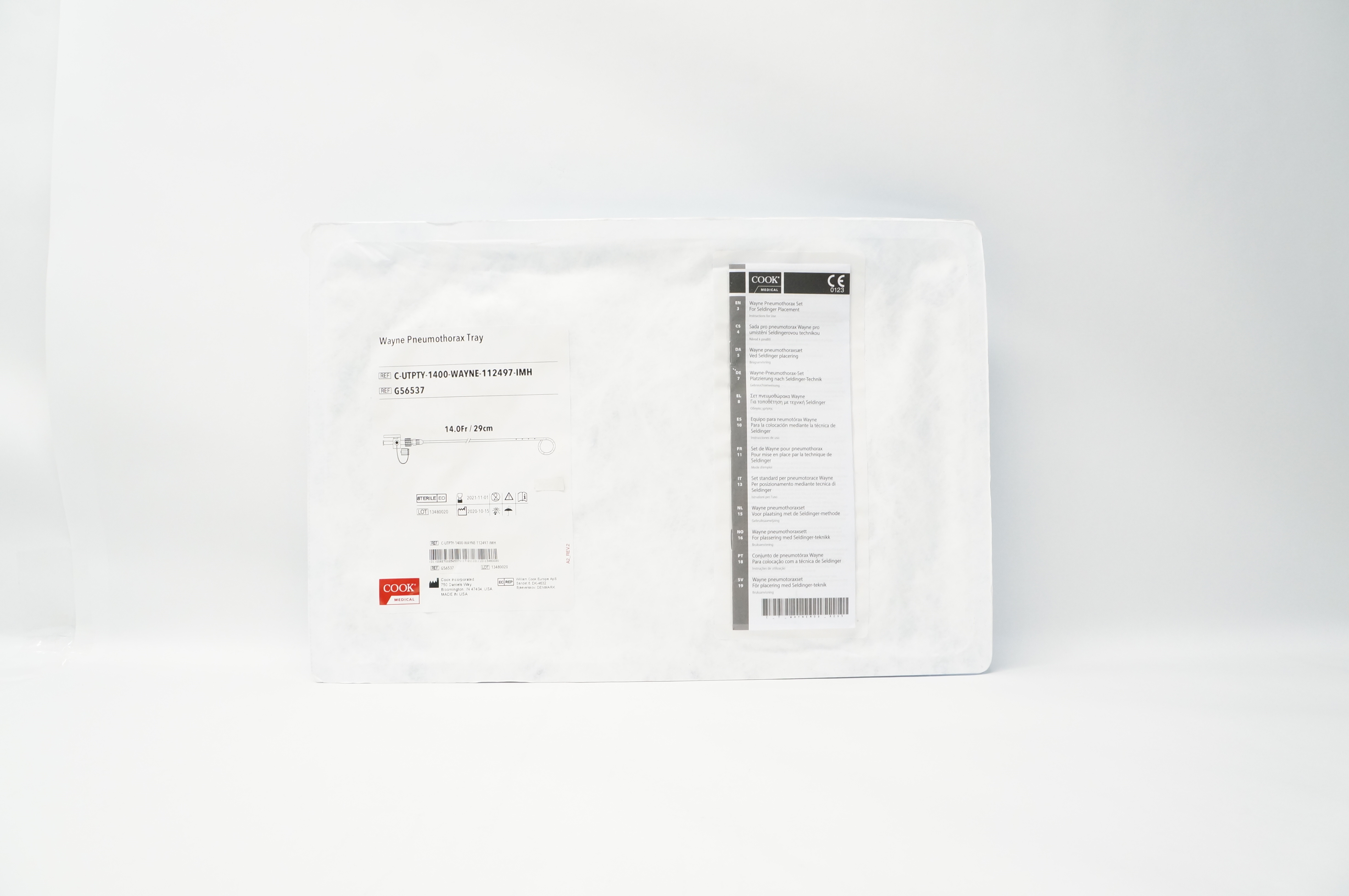 Cook Medical G56537 Wayne Pneumothorax Tray 14.0Fr x 29cm (x)