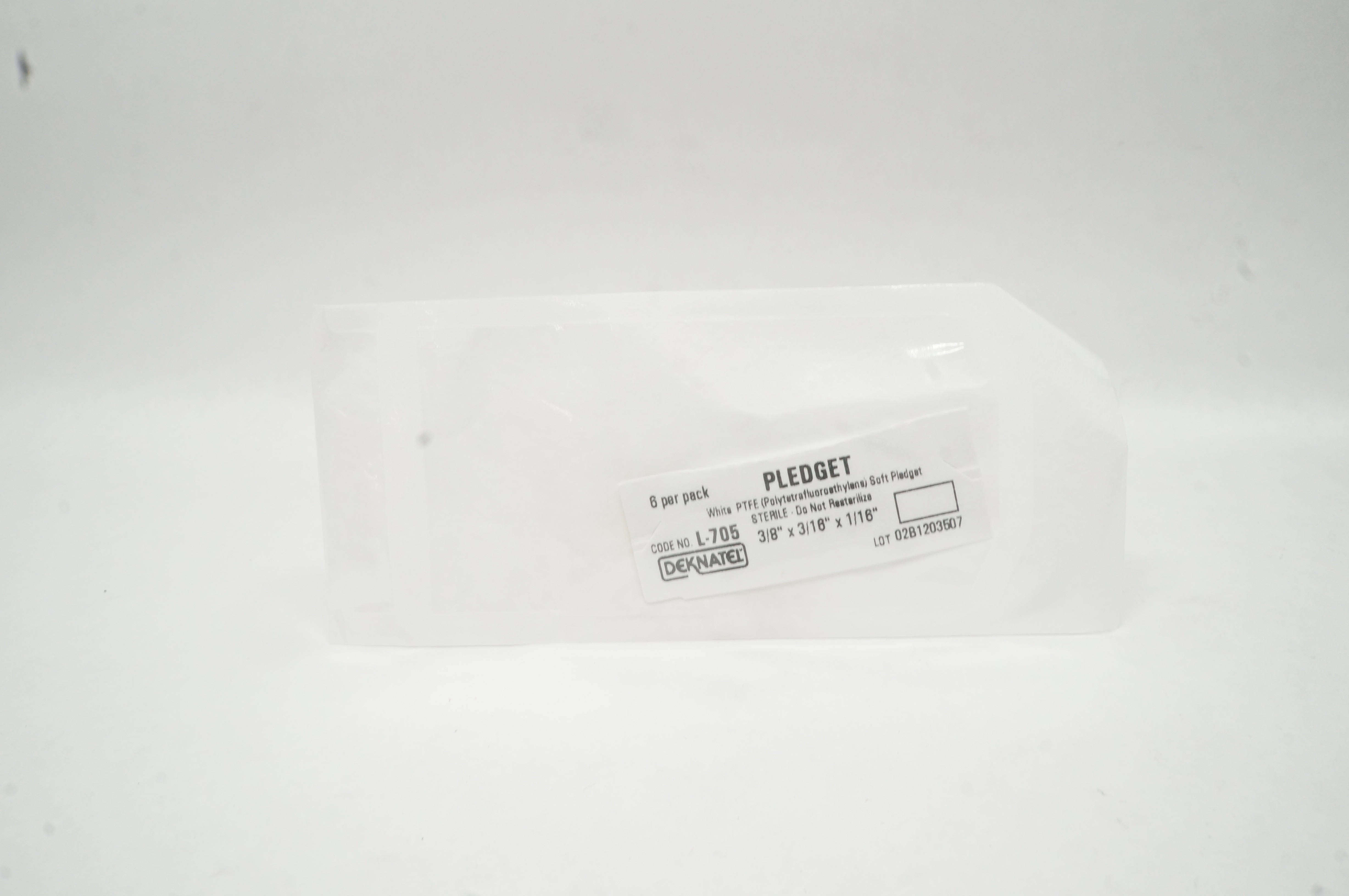 Teleflex L-705 Soft Pledget White PTFE 3/8inch x 3/16inch x 1/16inch - Pack of 6