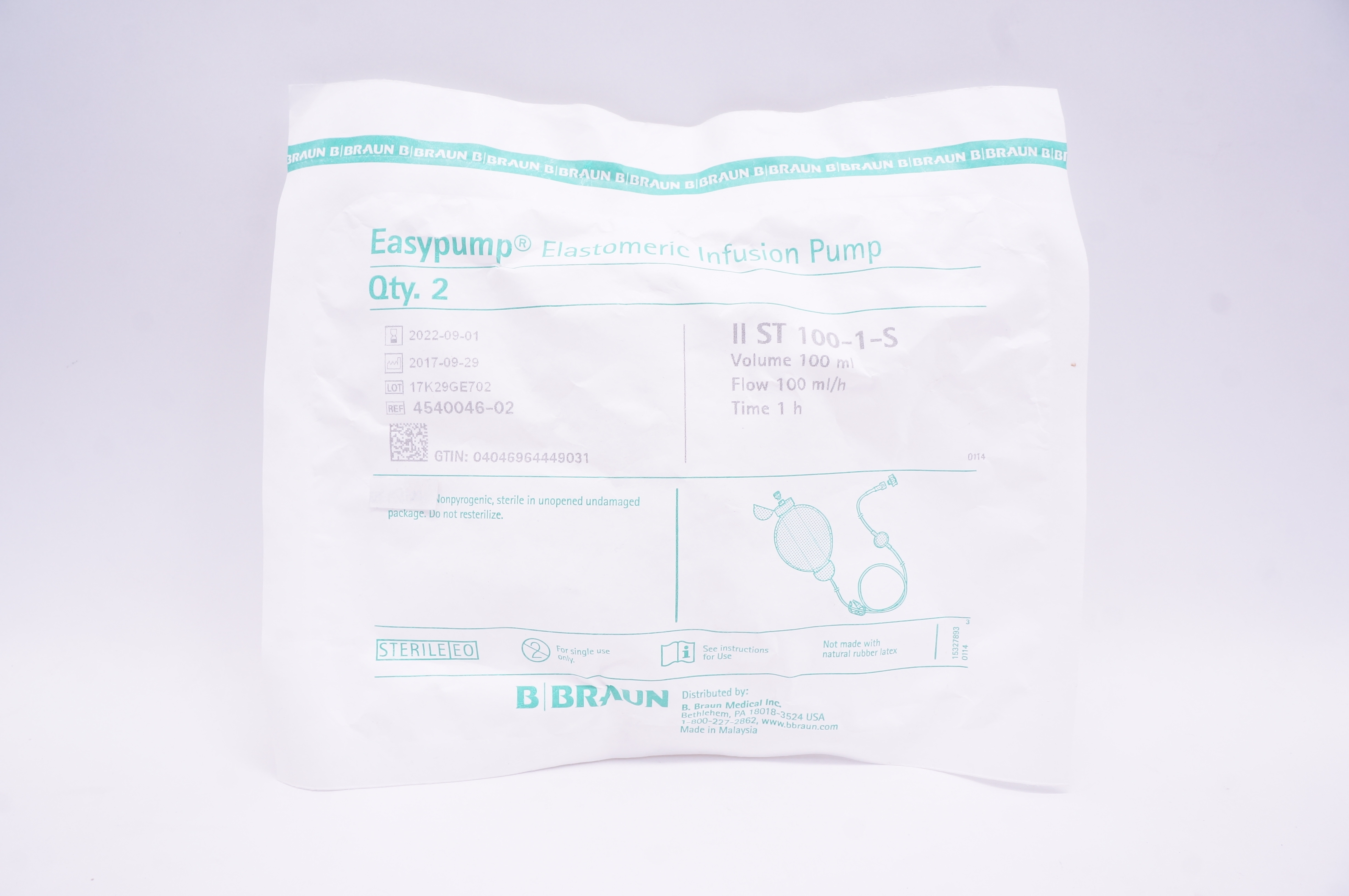 Braun 4540046-02 Easypump Elastomeric Infusion Pump 100mL/h
