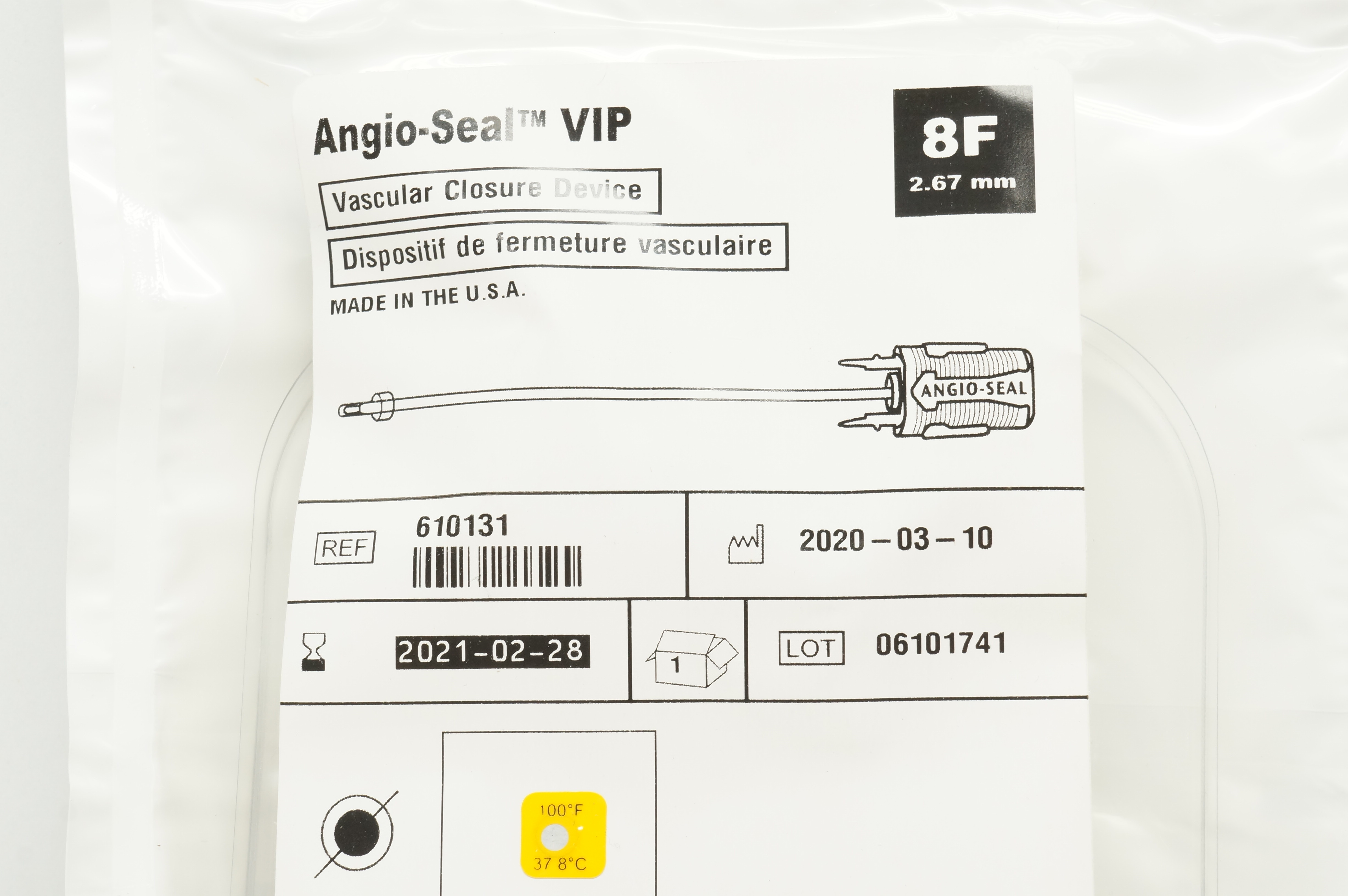 Terumo 610131 Angio-Seal VIP Vascular Closure Device 8F (x)