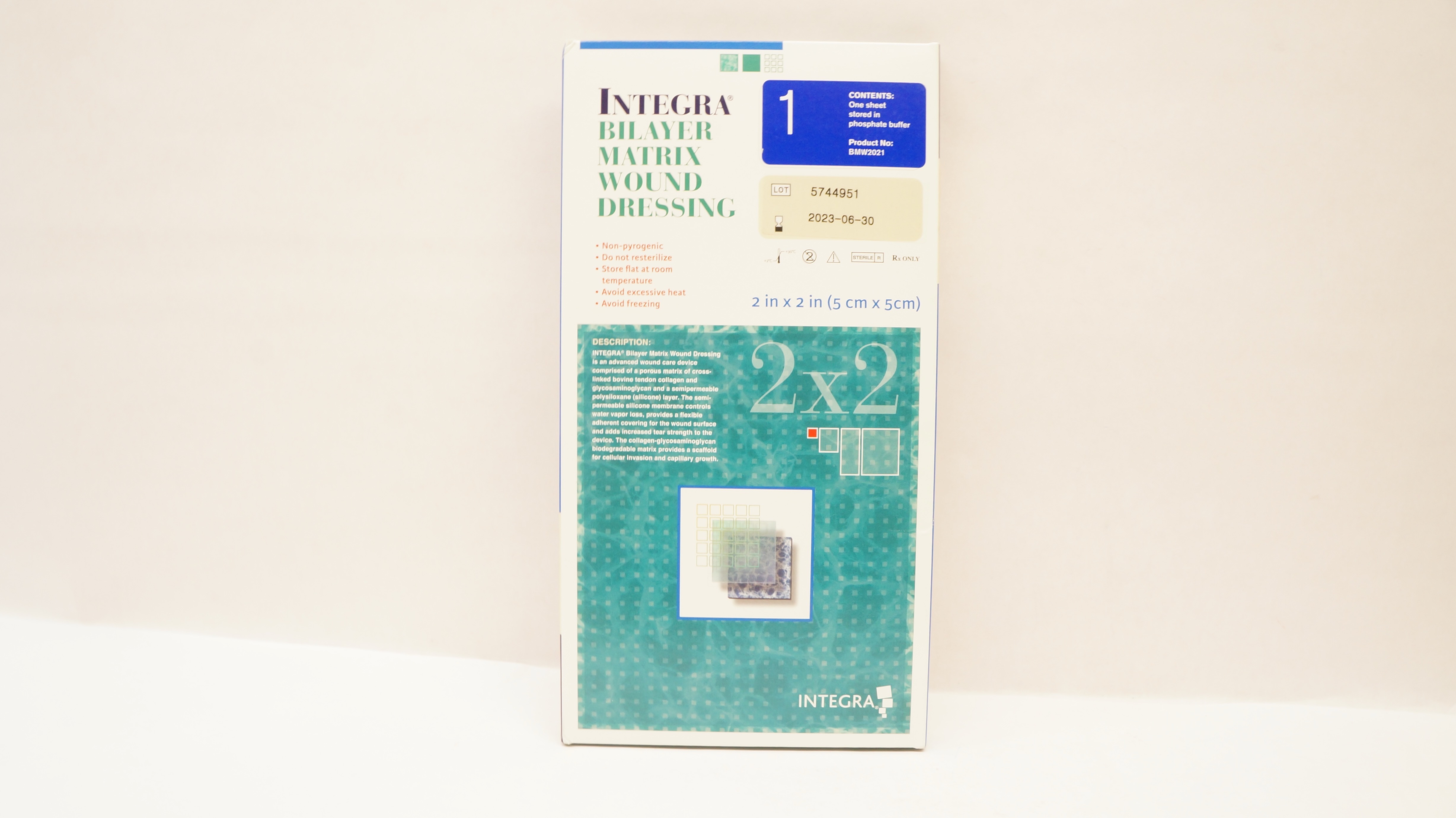 Integra BMW2021 Bilayer Matrix Wound Dressing 2inch x 2 inch