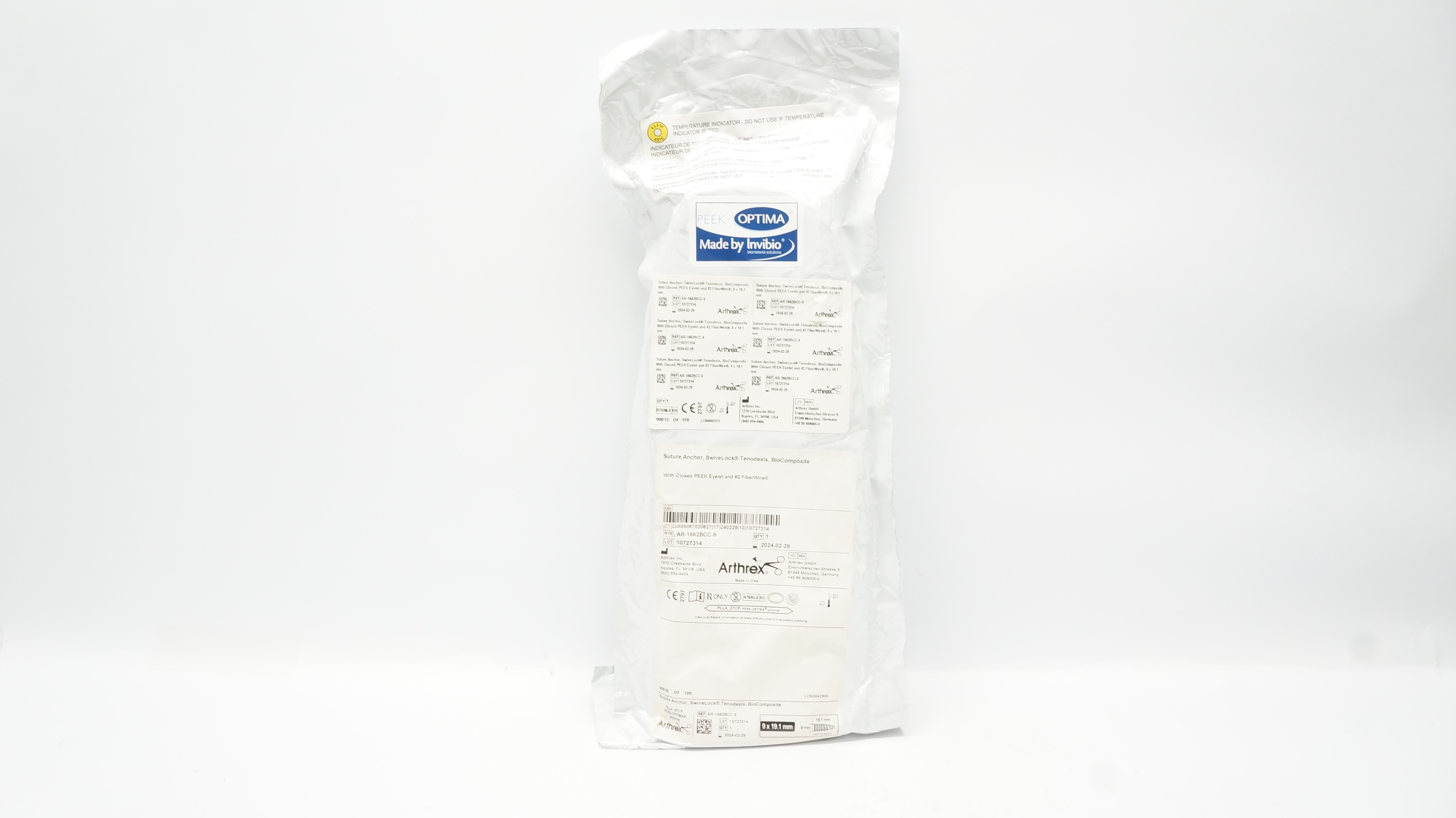 Arthrex AR-1662BCC-9 Peek-Optima Suture Anchor, Swive Lock BioComposite (x)