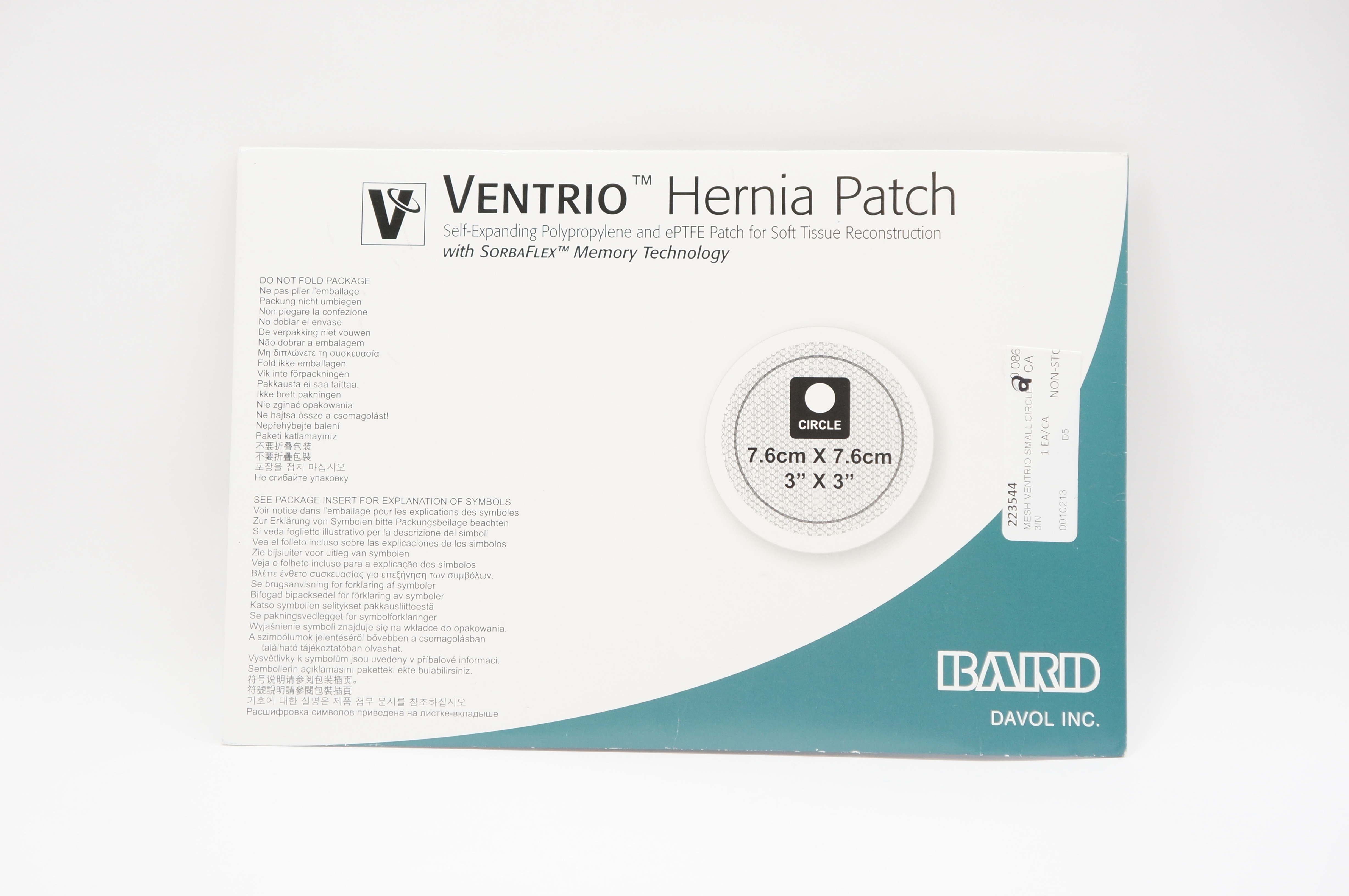 Bard 0010213 VENTRIO Hernia Patch Small Circle With EPTFE 3inch x 3inch (x)