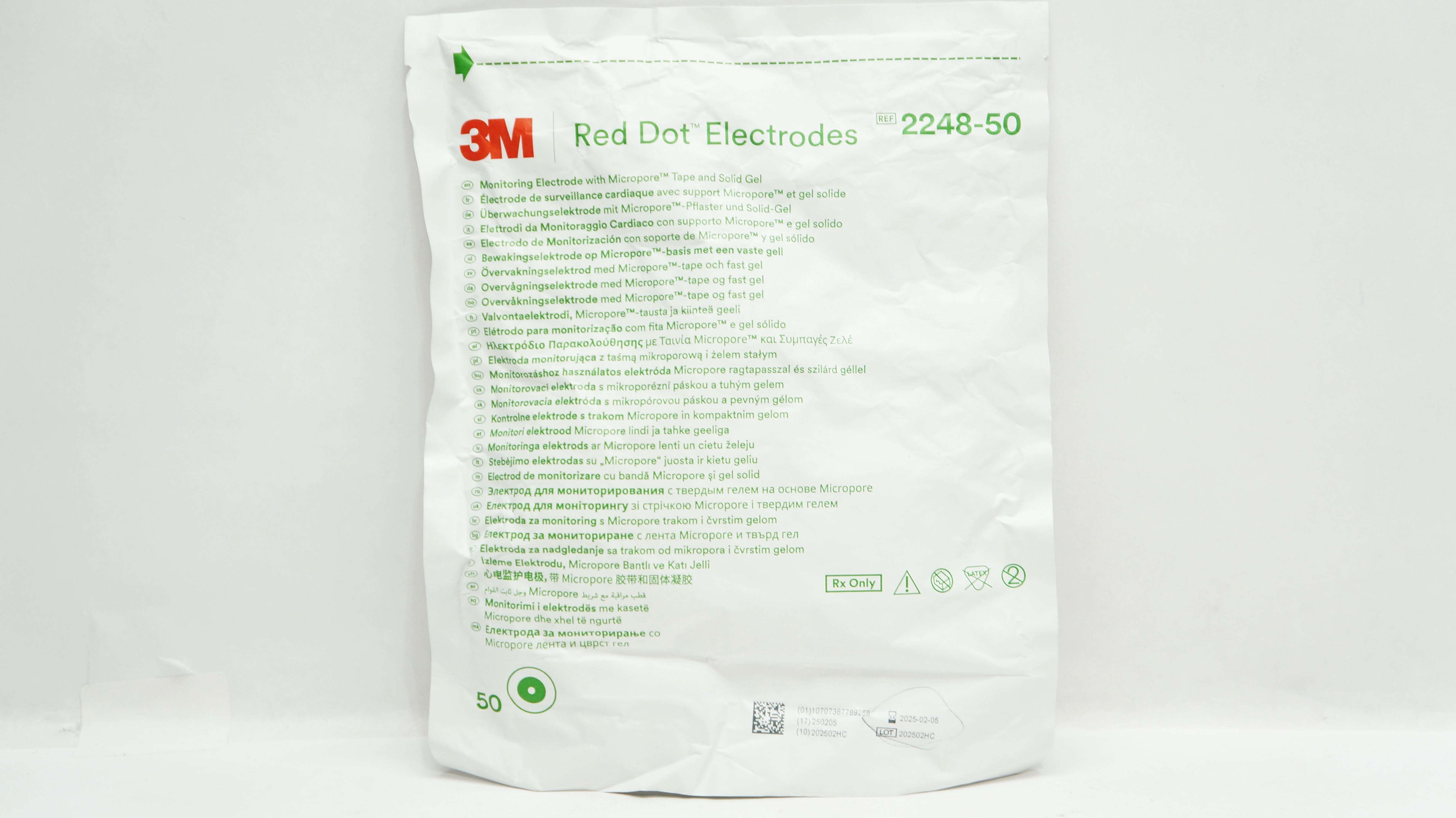3M 2248-50 Red Dot Monitoring Electrode w/Micropore Tape&Solid Gel - Pack of 50