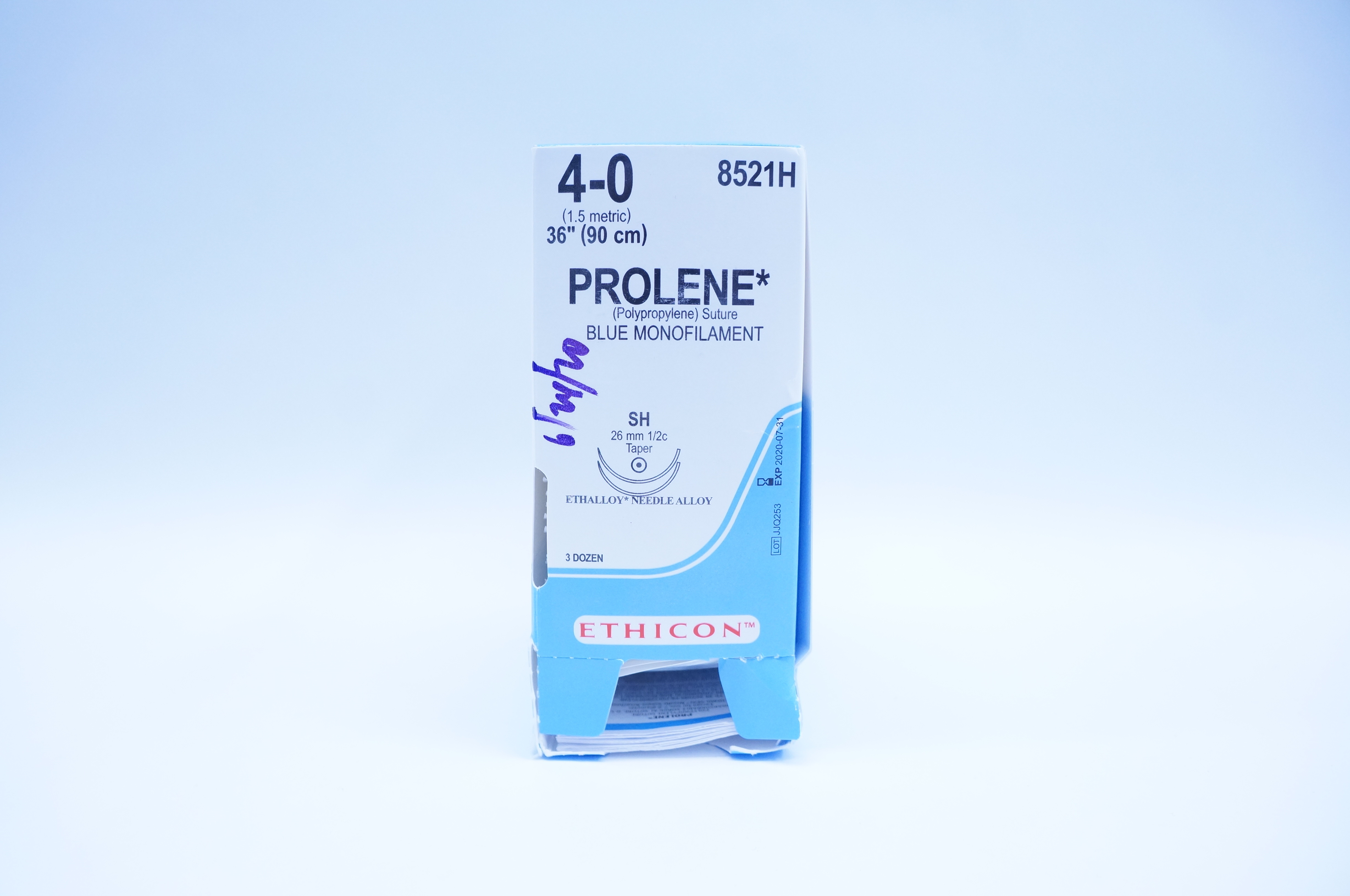 Ethicon 8521H 4-0 PROLENE, SH, 26mm 1/2c Taper, 36inch (x) - Box of 36