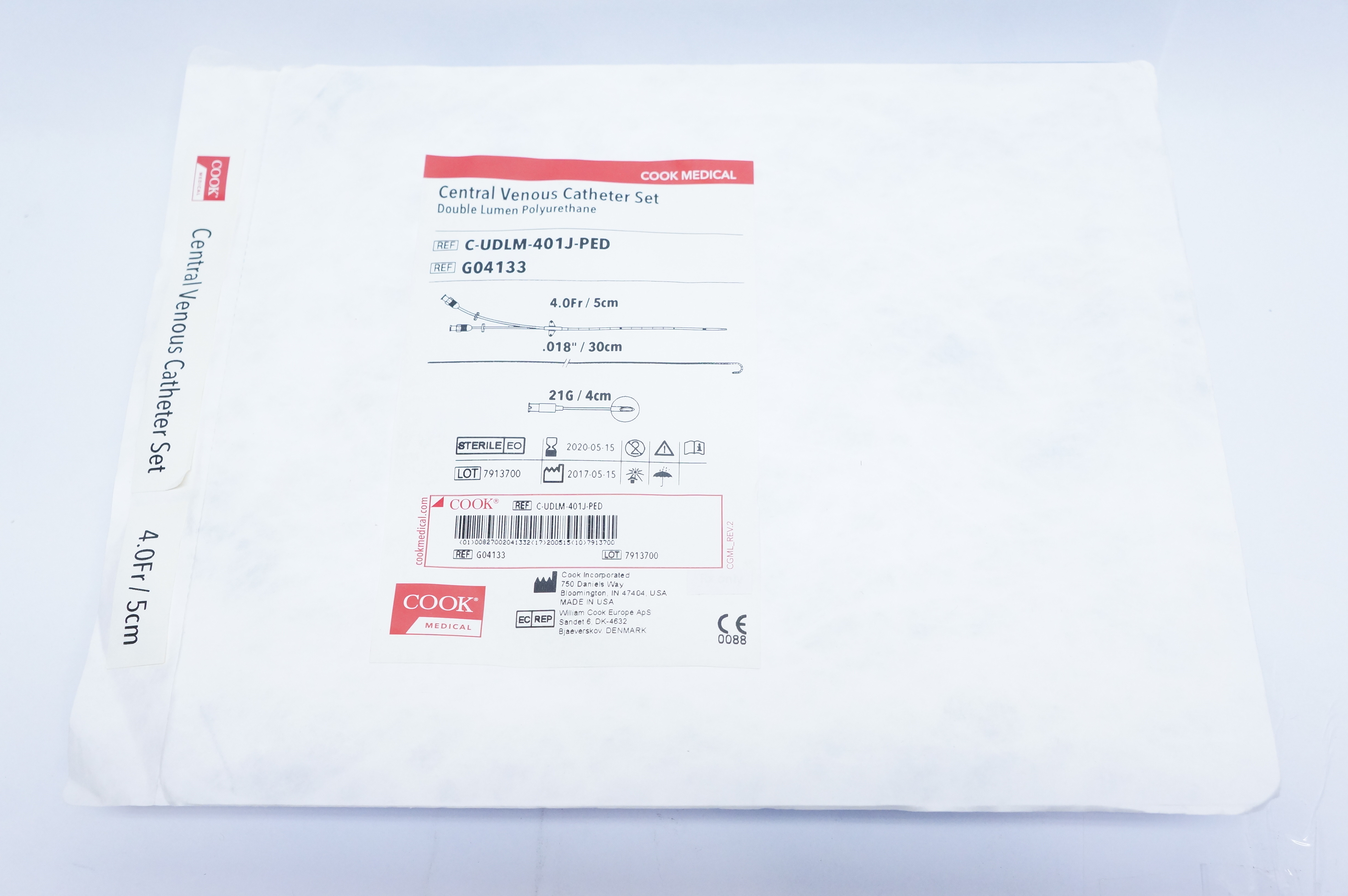 Cook Medical G04133 Central Venous Cath. Set 4.0Fr. x 21G (x)