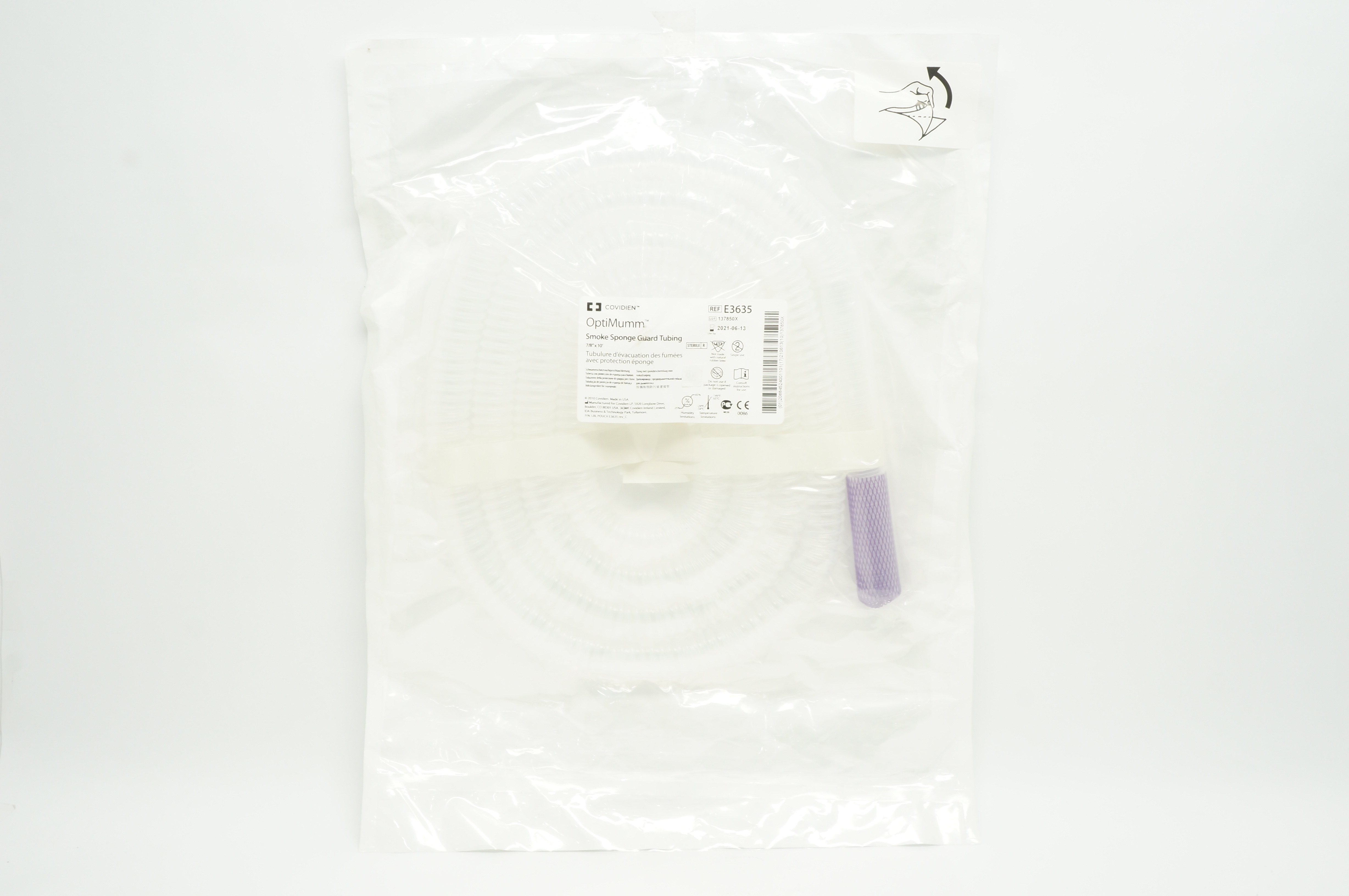 Covidien E3635 OptiMumm Smoke Sponge Guard Tubing 7/8 inch x 10 ft. (x)