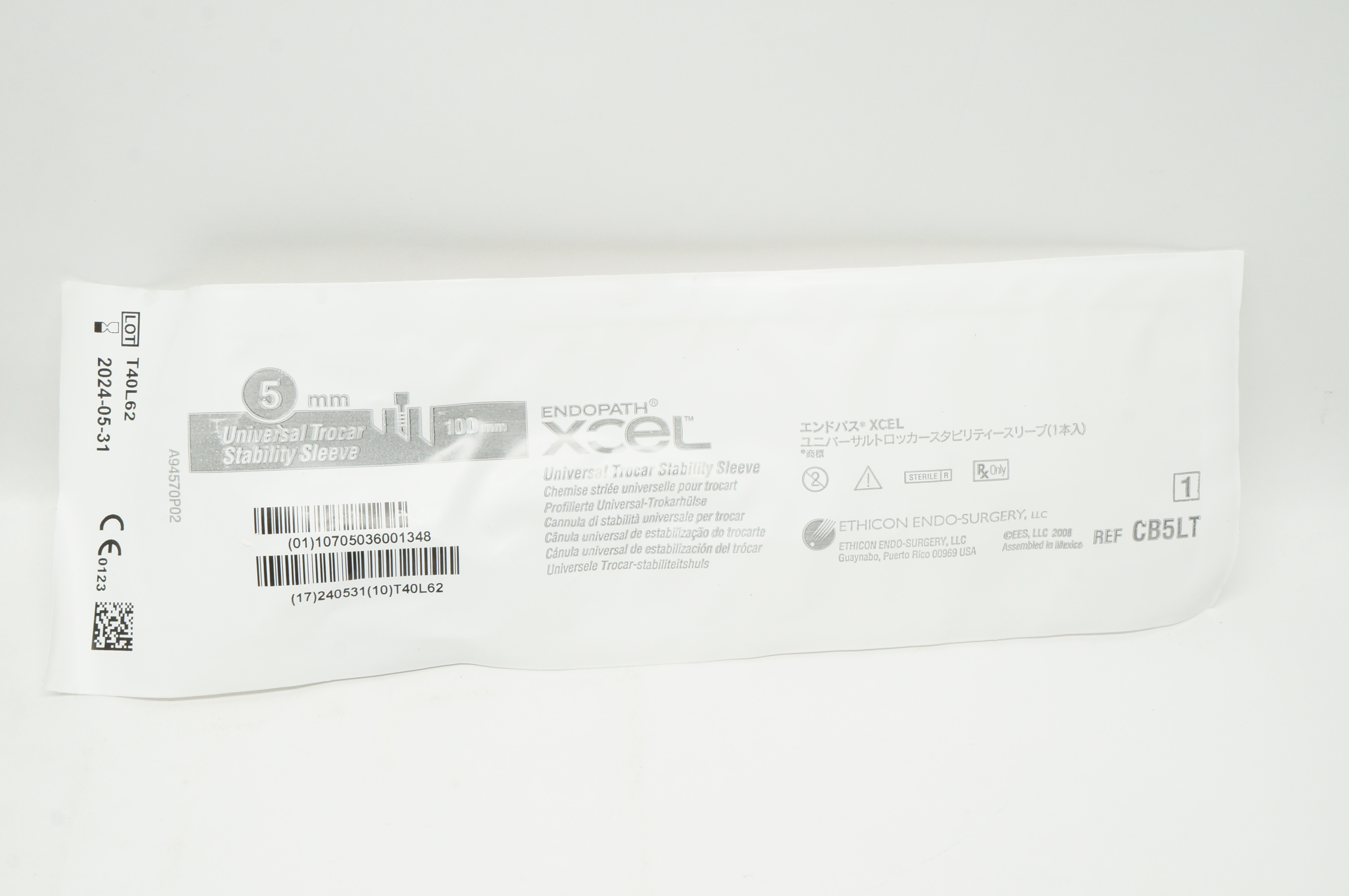 Ethicon CB5LT Xcel Trocar Sleeve W/ Stability Sleeve 5mm x 100mm