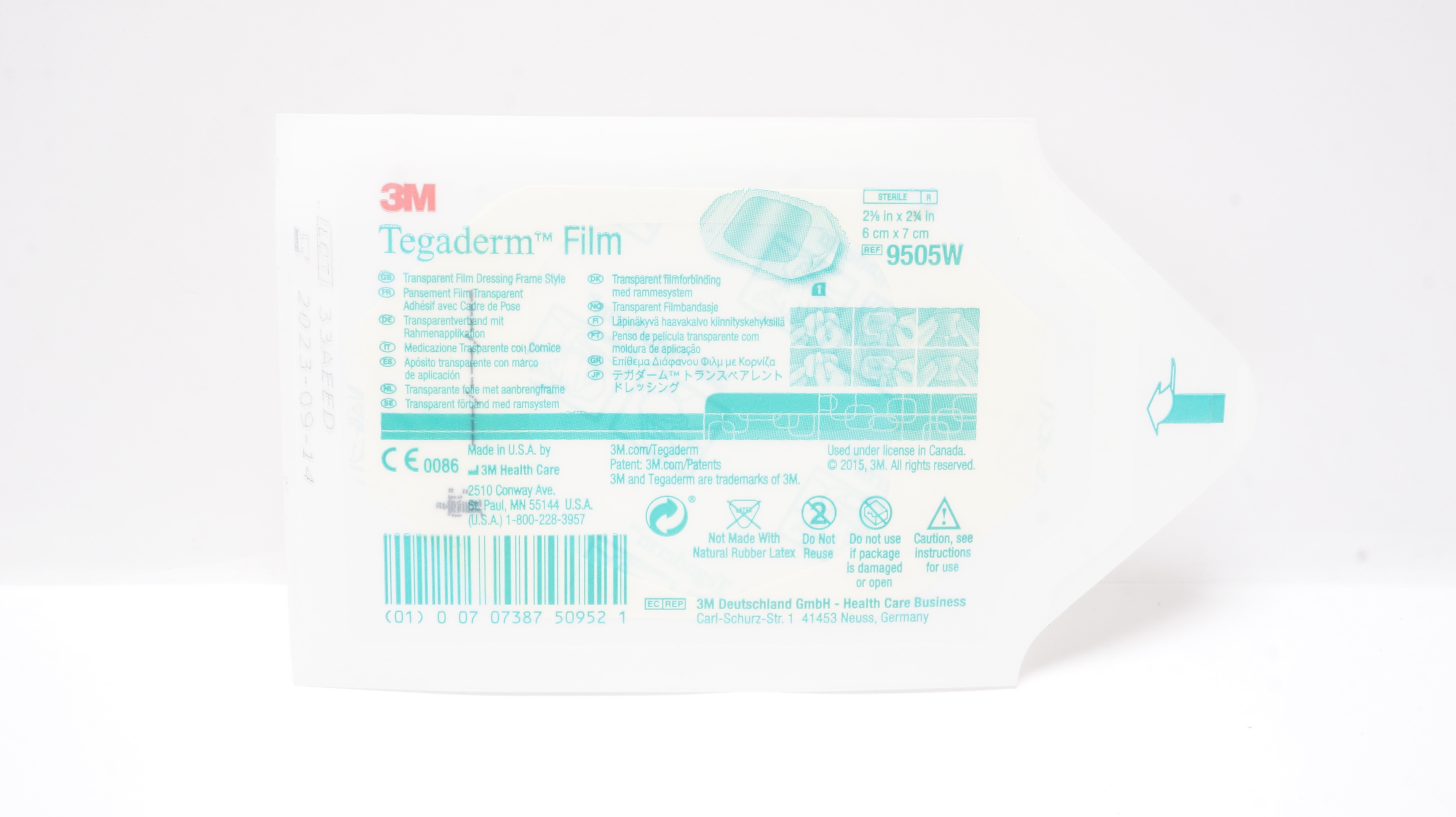3M 9505W Tegaderm Film Transparent Film Dressing Frame Style 2-3/8x2-3/4