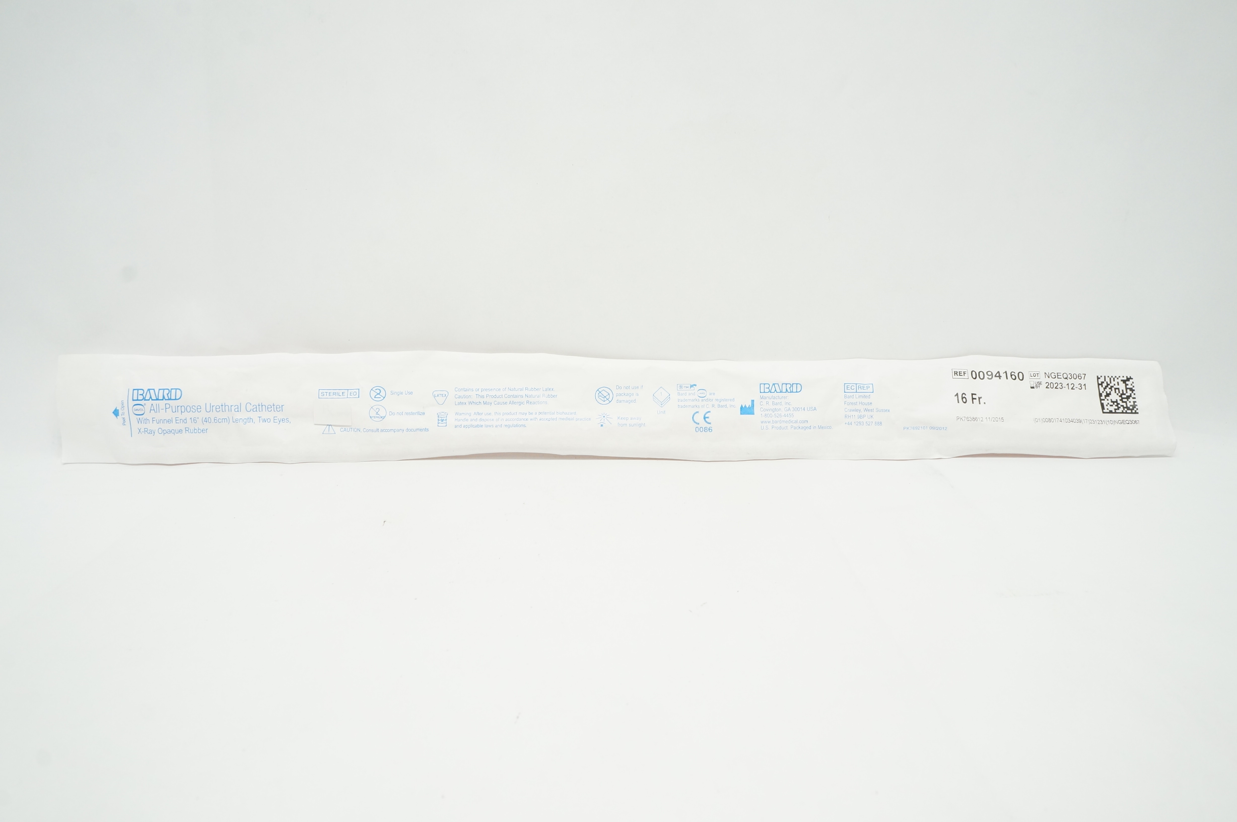 Bard 0094160 Davol All-Purpose Urethral Cath. 16Fr x 16 inch