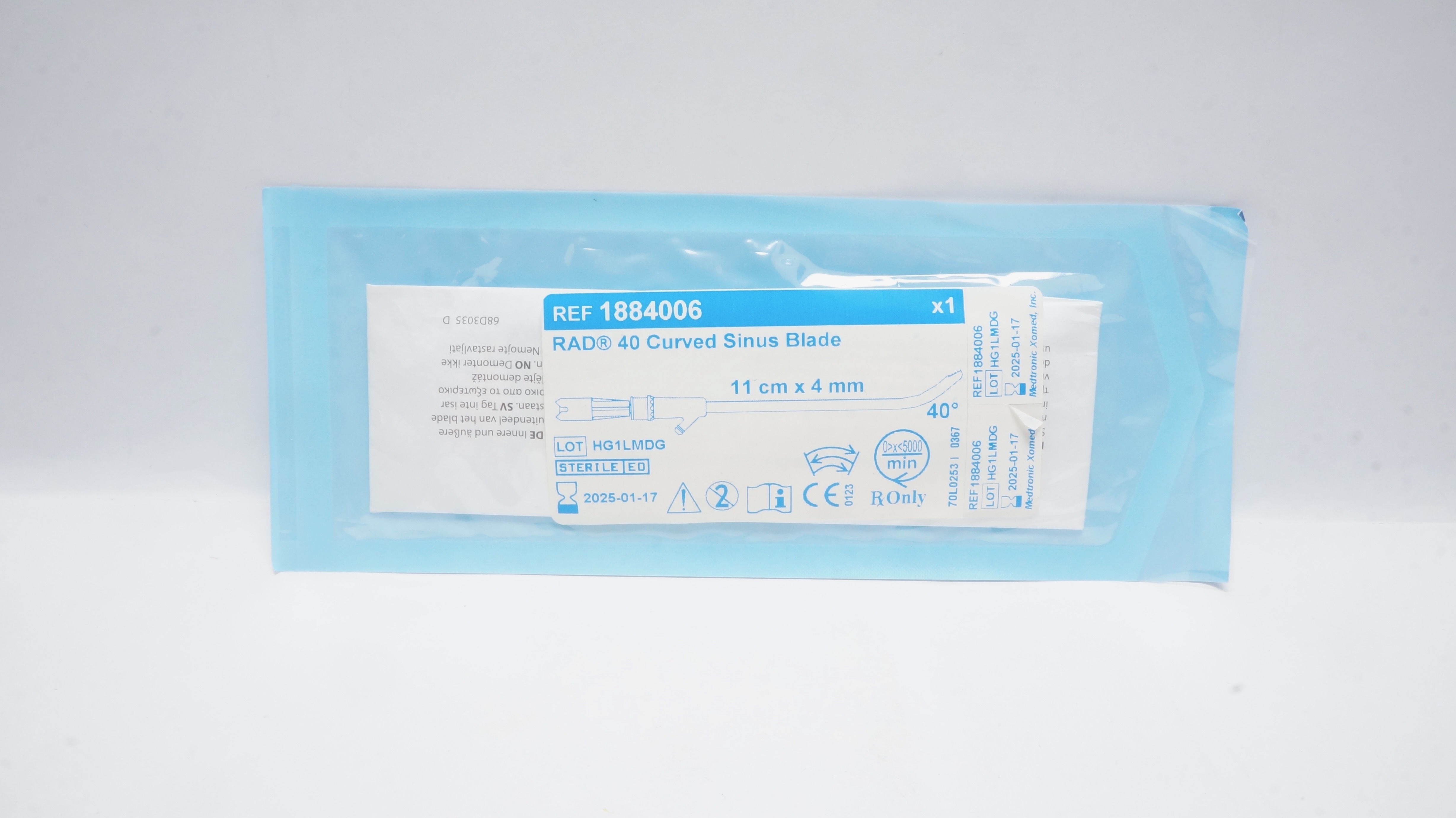 Medtronic 1884006 RAD 40 Curved Sinus Blade 11cm x 4mm 40Degree (x)