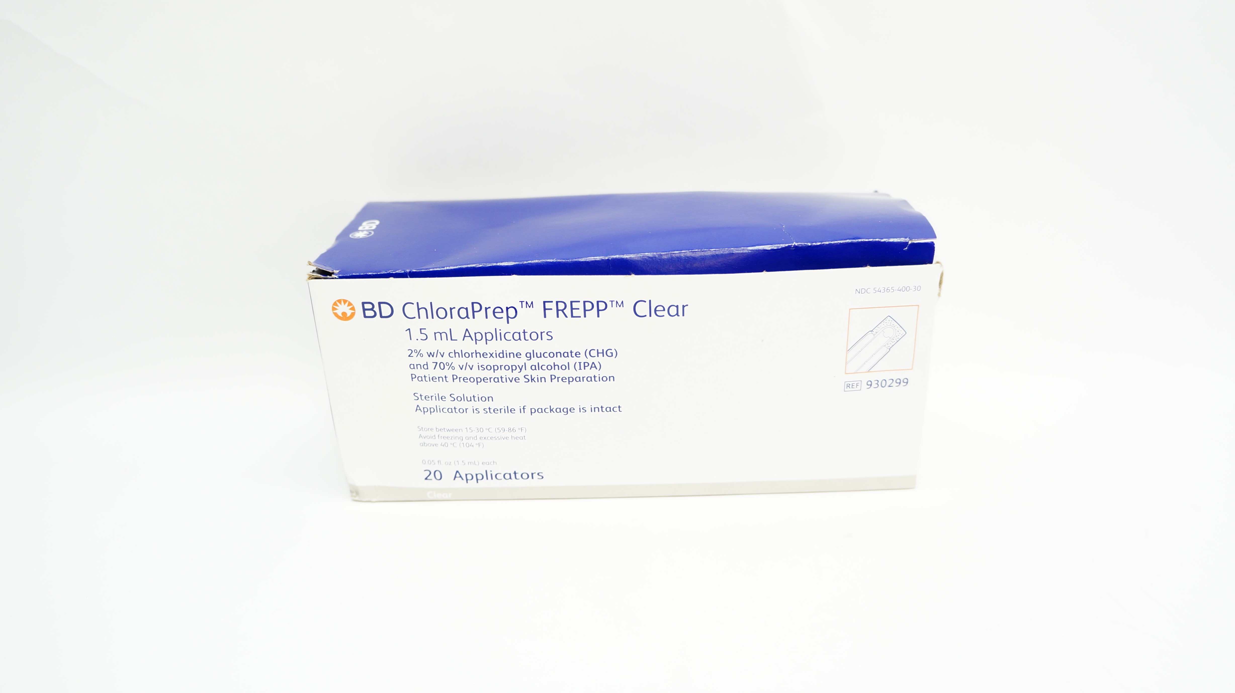 BD 930299 ChloraPrep FREPP Clear 1.5 mL Applicators - Box of 20