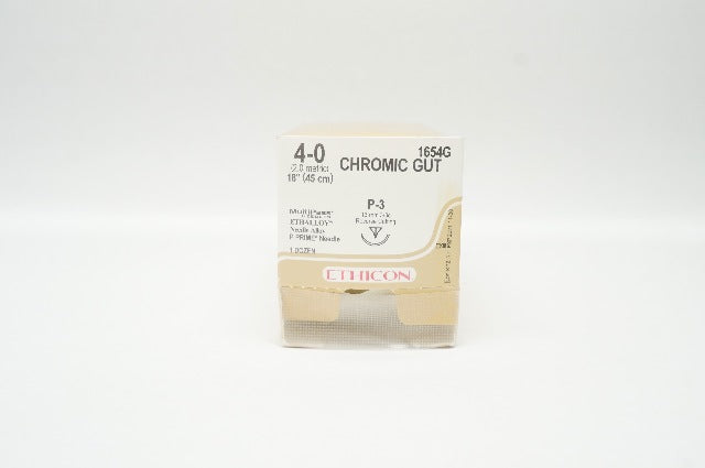 Ethicon 1654G Chromic Gut 4-0 P-3 13mm 3/8c Reverse Cutting 18In - Box of 12 (x)