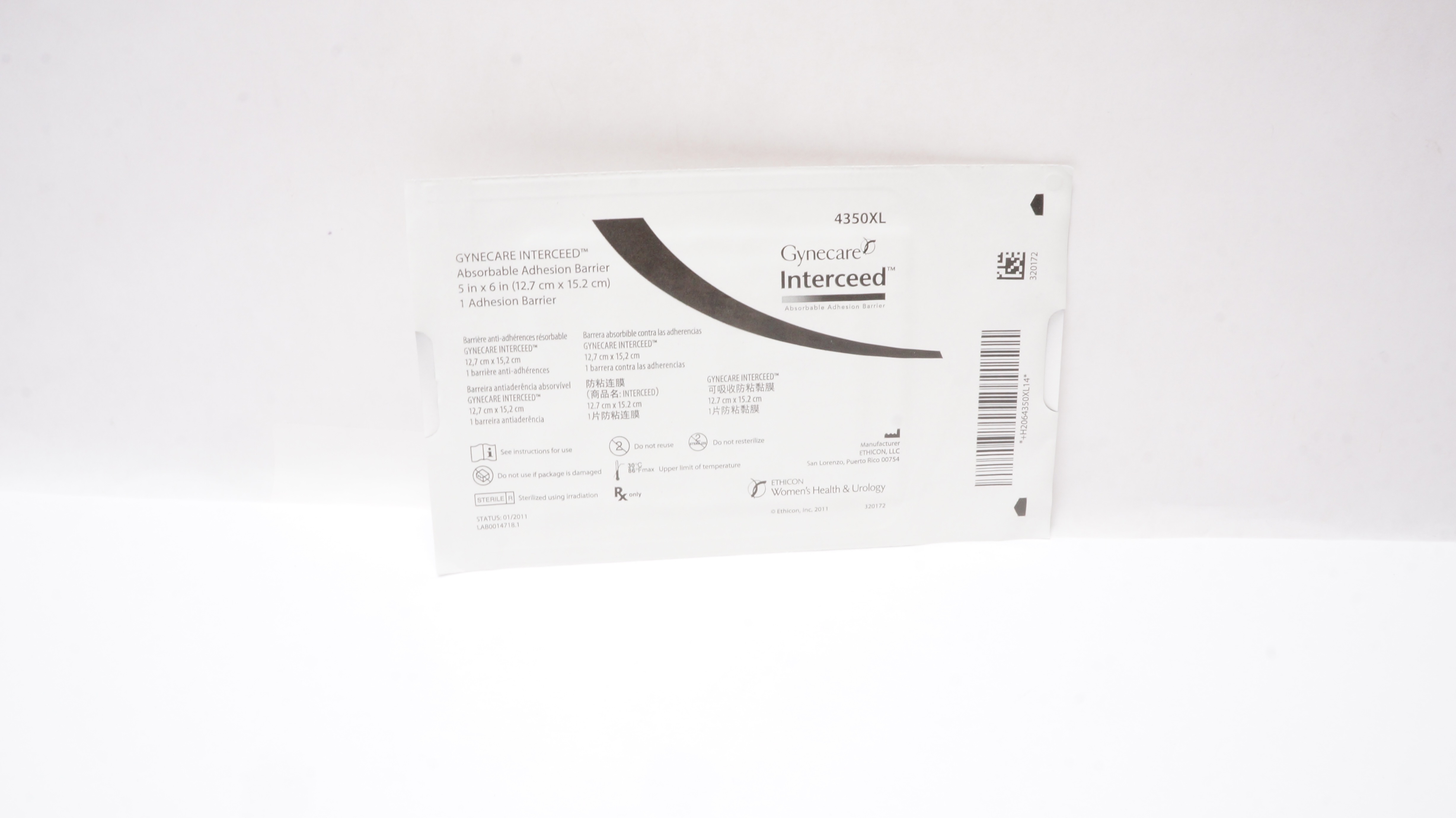 Ethicon 4350XL Gynecare Interceed Absorbable Adhesion Barrier 5 x 6 inch (x)