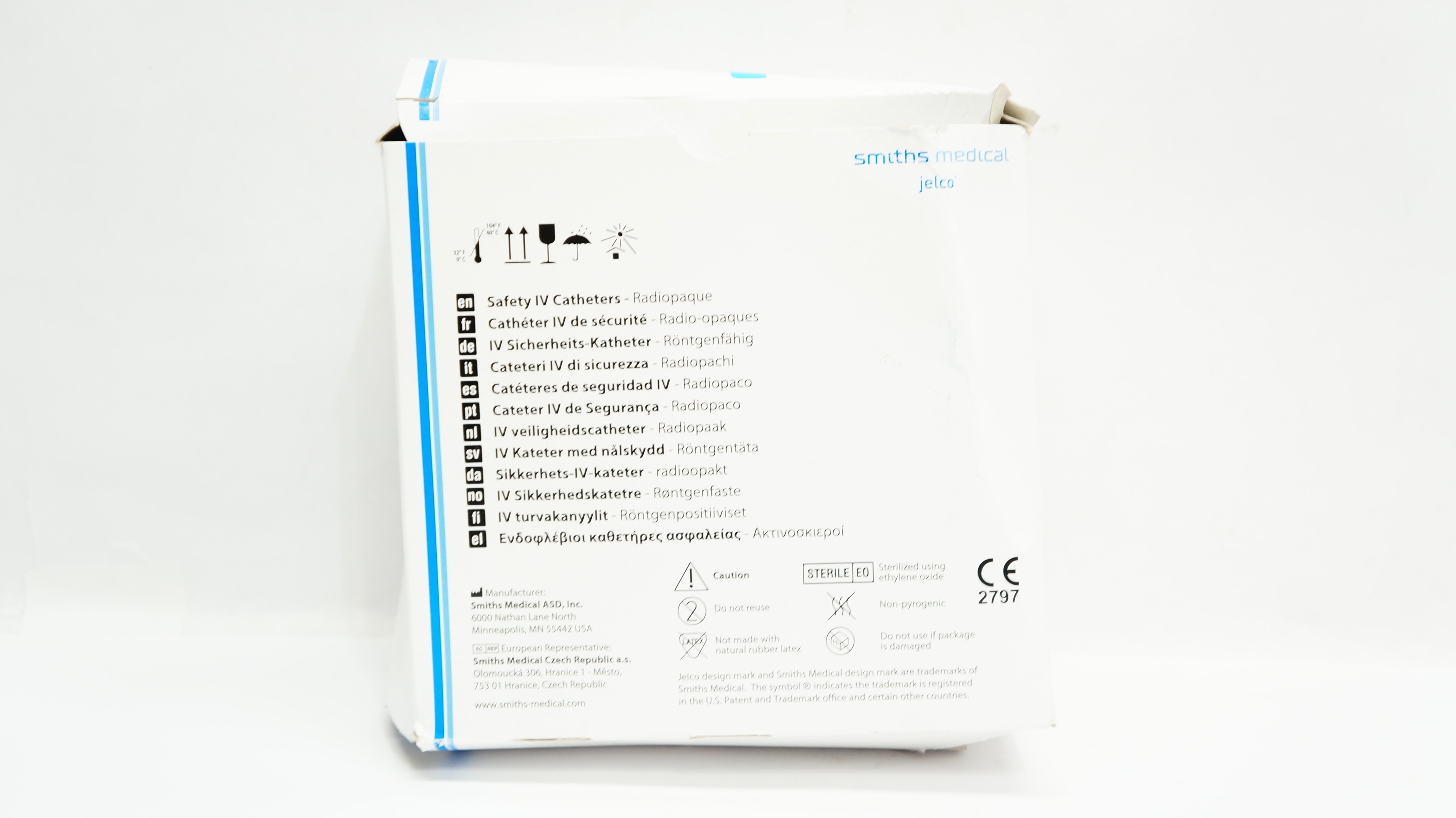 Smiths Medical 3080 Jelco Safety IV Caths. - Radiopaque 22G x 1inch - Box of 50
