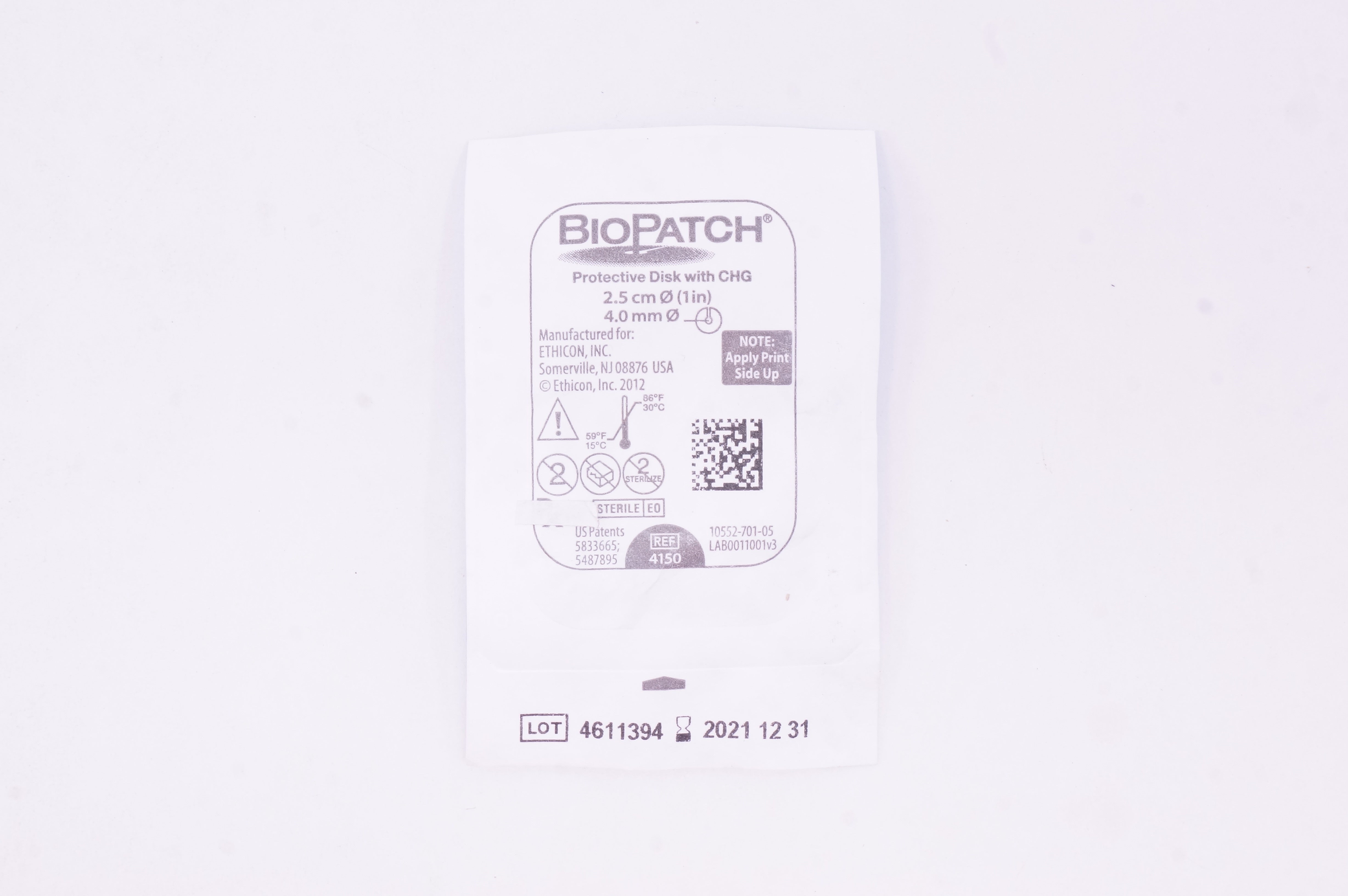 Ethicon 4150  BioPatch Protective Disk with CHG 1in. x 4.0mm