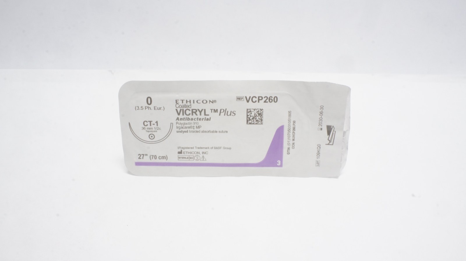 ETHICON VCP260 Coated VICRYL Plus Suture 0 CT-1 27"