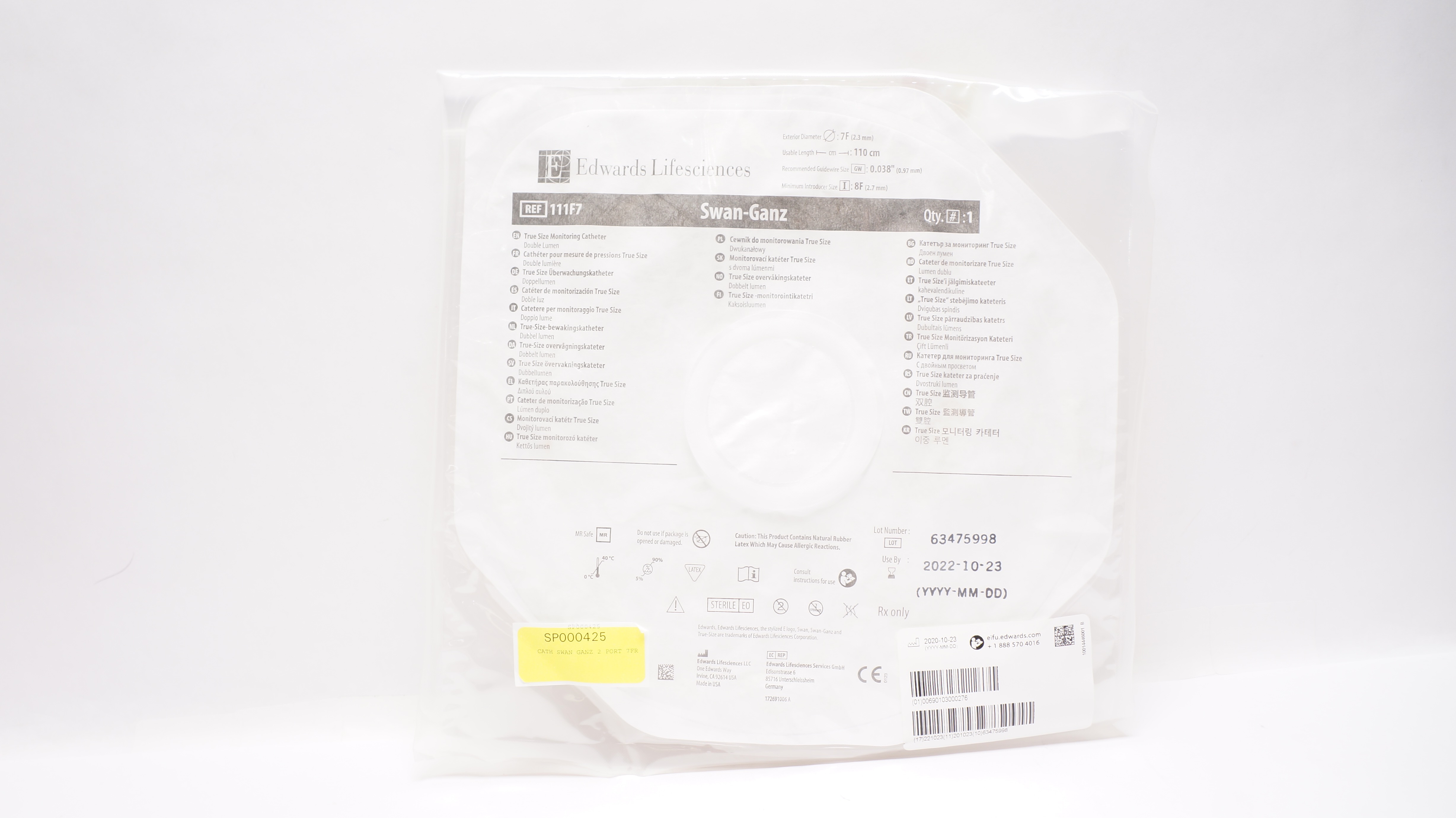 Edwards Lifesciences 111F7 Swan-Ganz True Size Monitoring Cath. 7F x 110cm (x)