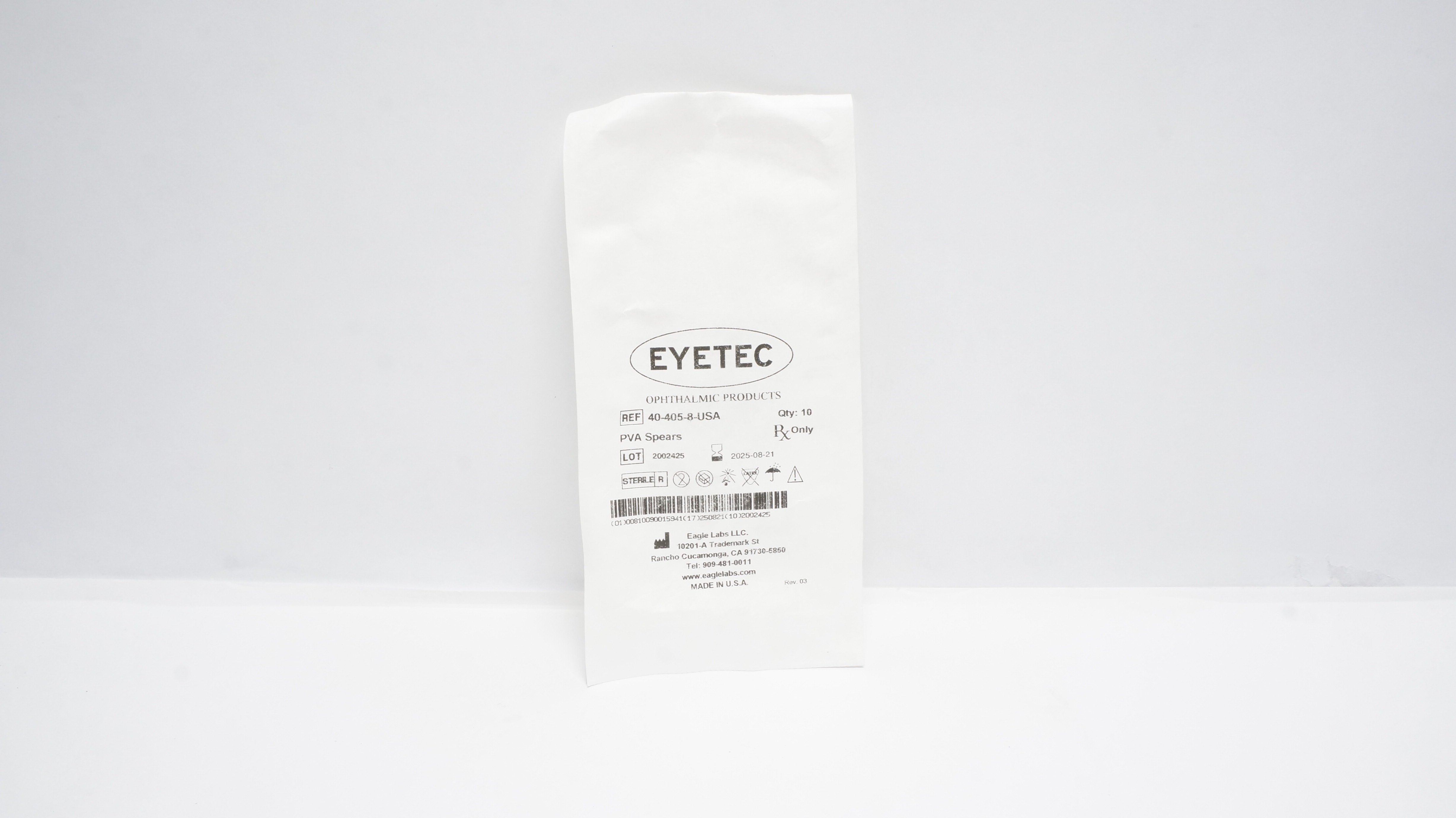 Eagle Labs 40-405-8-USA EYETEC PVA Spearsm, Ophthalmic Products - Pack of 10 (x)