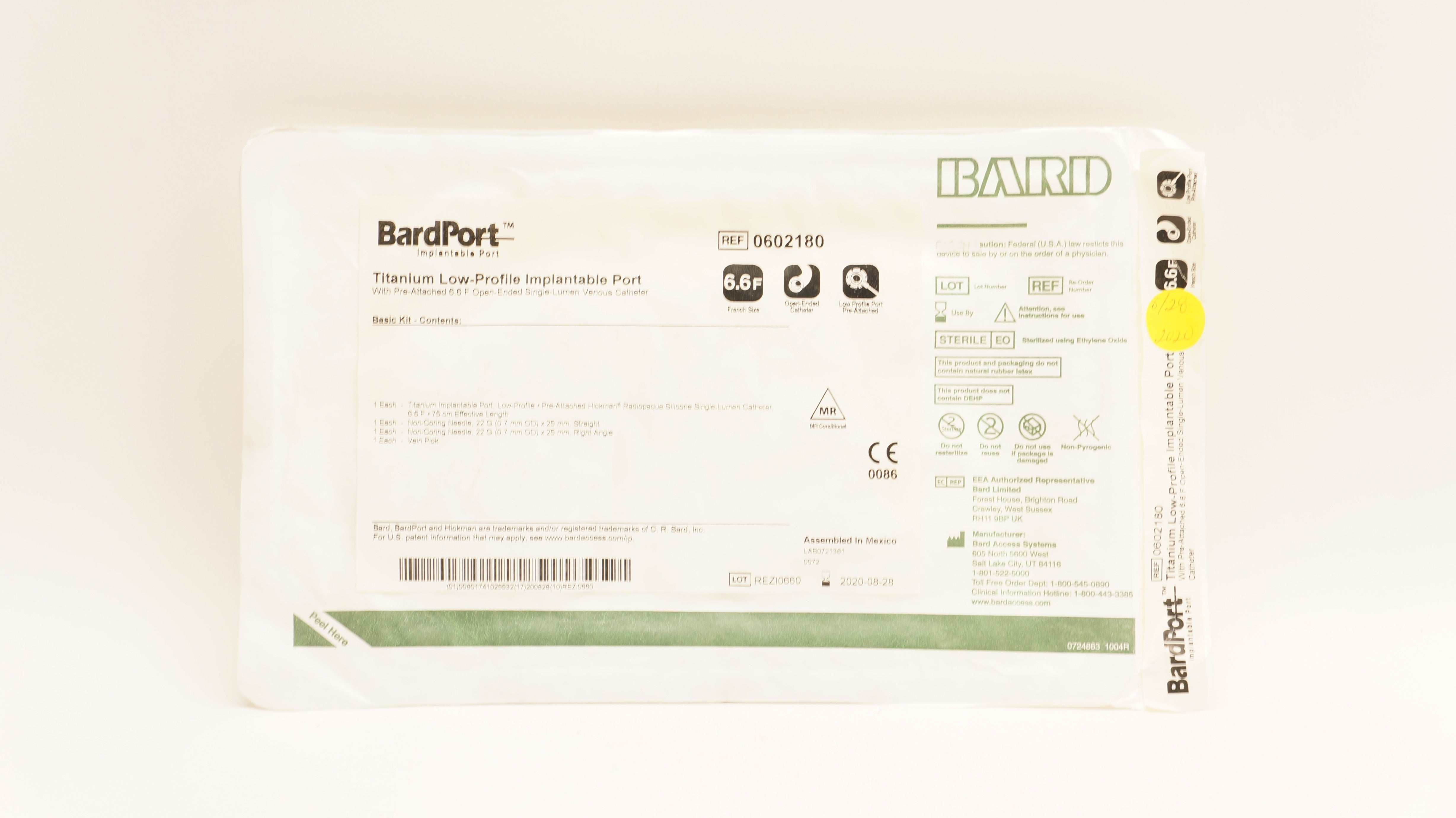 Bard 0602180 BardPort Titanium Low-Profile Implantable Port 6.6F x 75cm (x)