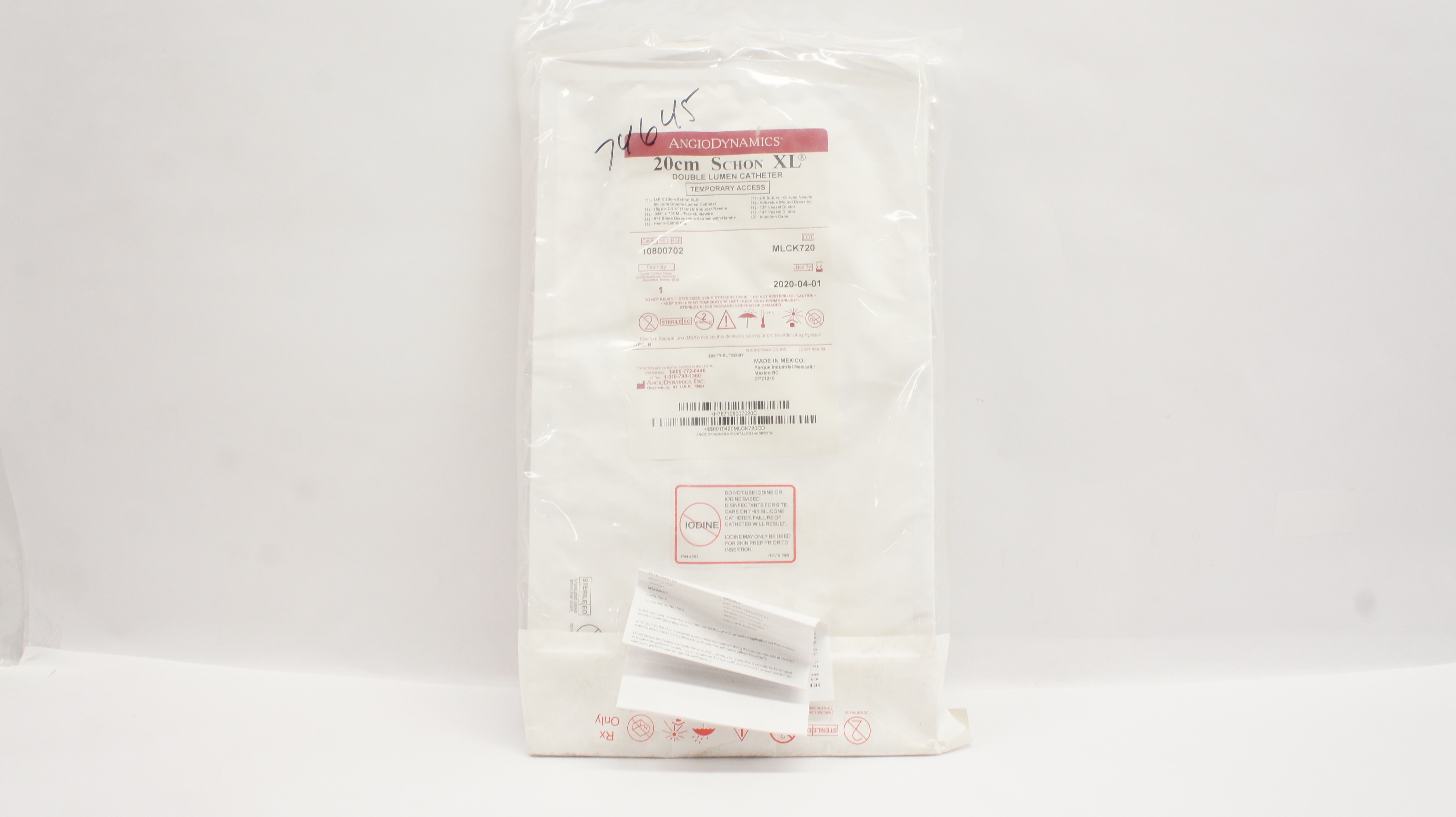 AngioDynamics 10800702 Double Lumen Cath. 20cm Schon XL (x)