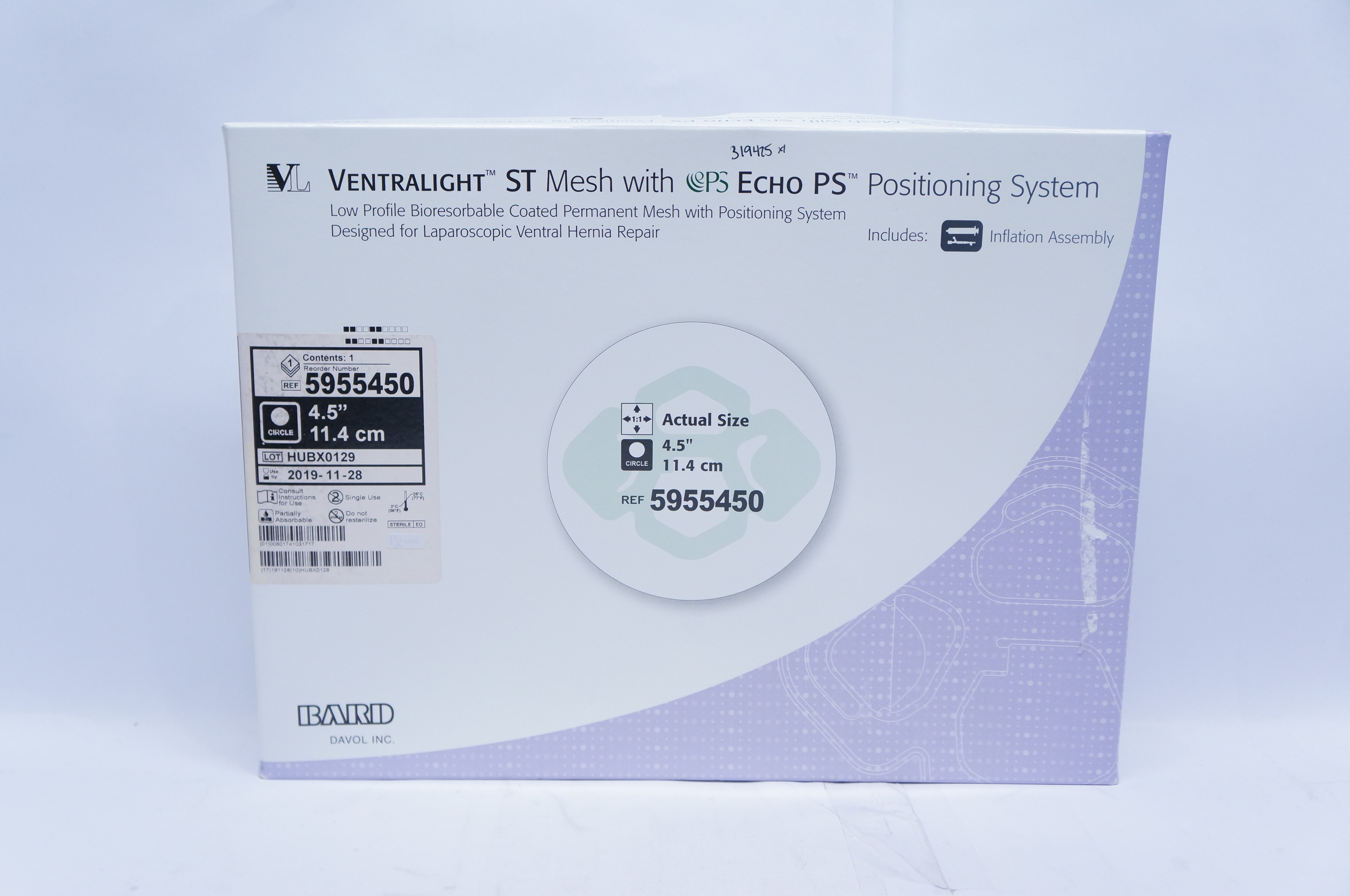 Bard 5955450 Ventralight ST Mesh With Echo PS Positioning System 4.5inch (x)