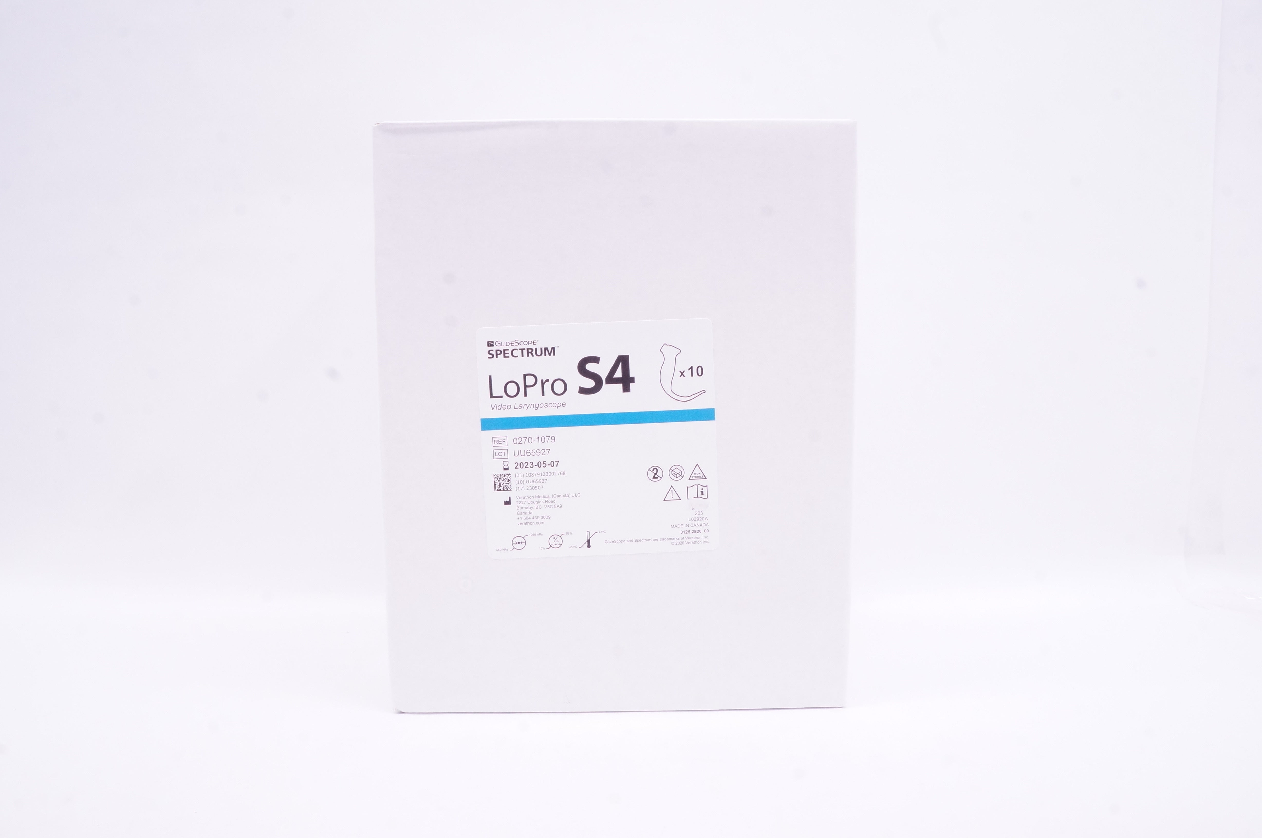 Verathon 0270-1079 GlideScope Spectrum LoPro S4 - Box of 10