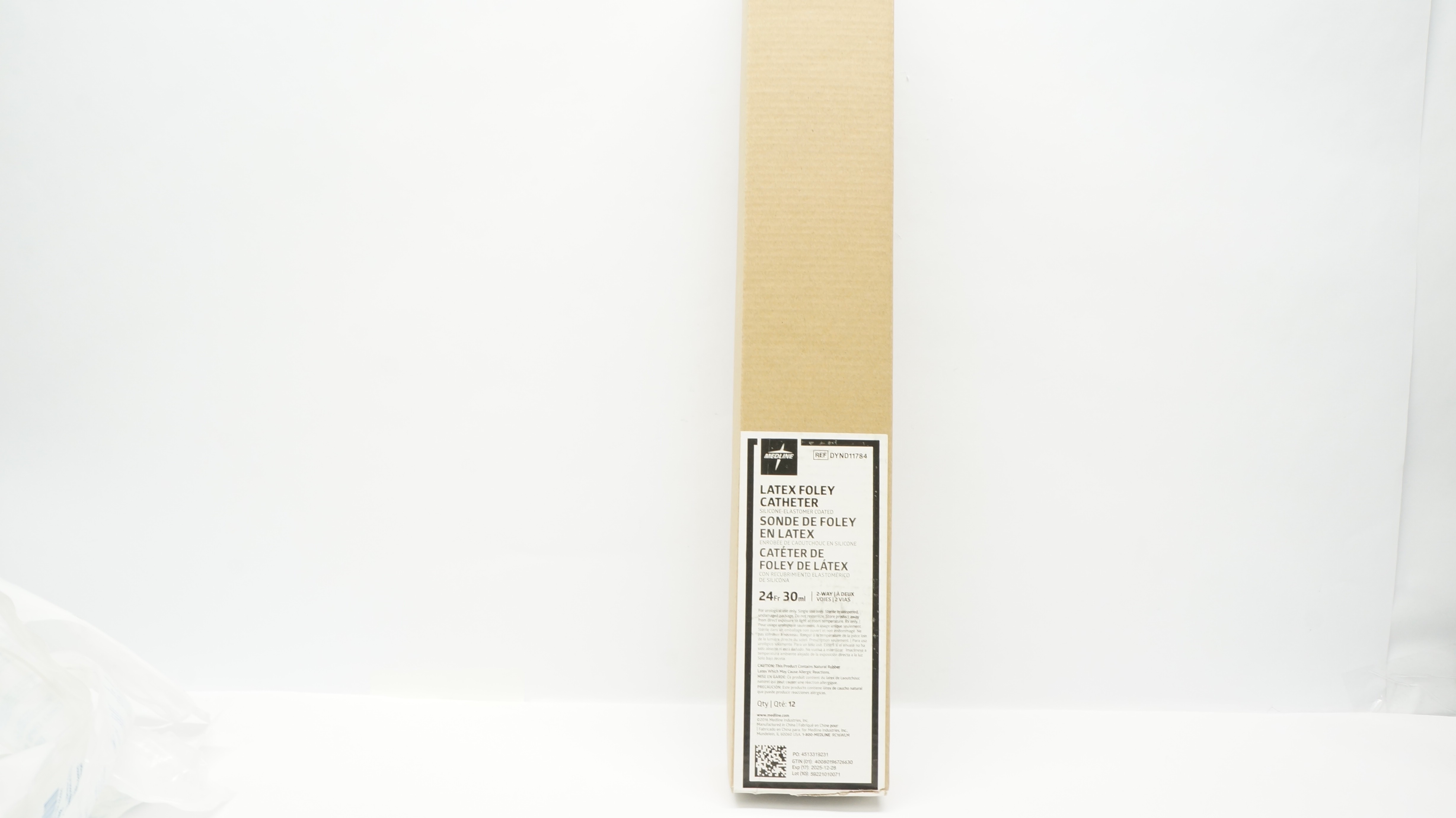 Medline DYND11784 Silicone-Elastomer Coated Latex Foley Cath. 24Fr  - Box of 12