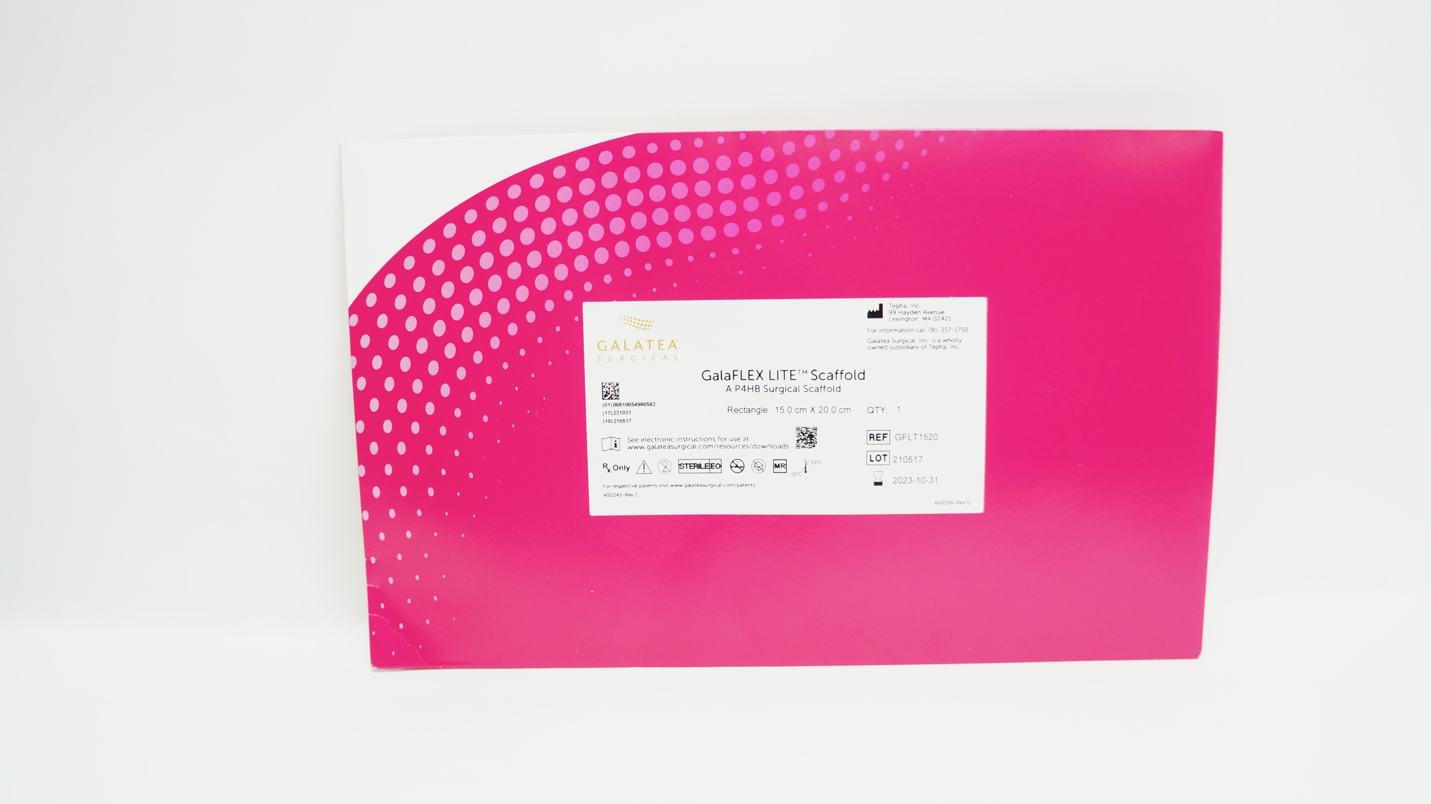 Tepha GFLT1520 Galatea Surgical GalaFLEX LITE Surgical Scaffold 15.0cm x 20.0cm
