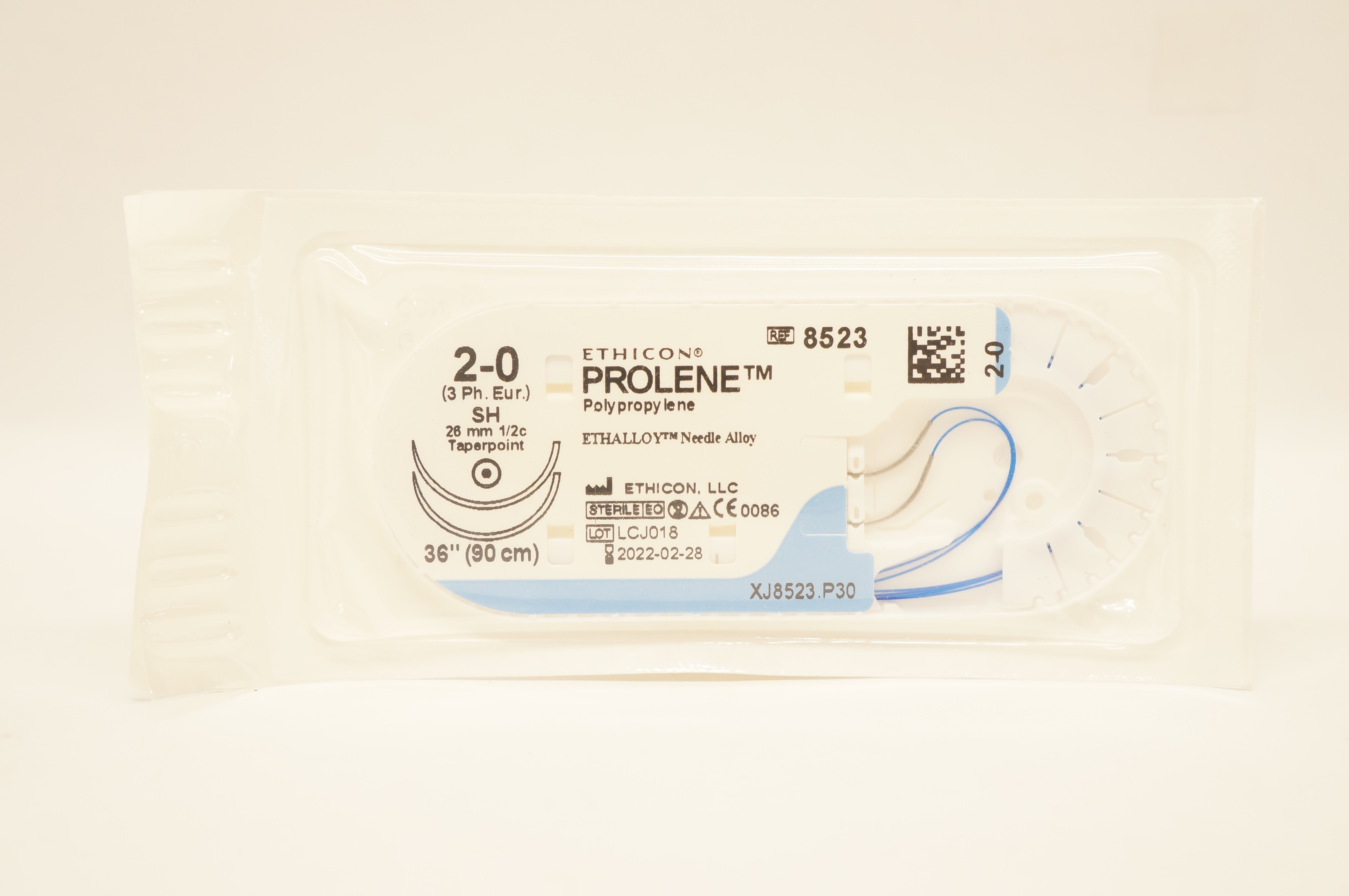 Ethicon 8523 2-0 PROLENE, SH, 26mm 1/2c Taperpoint, 36inch