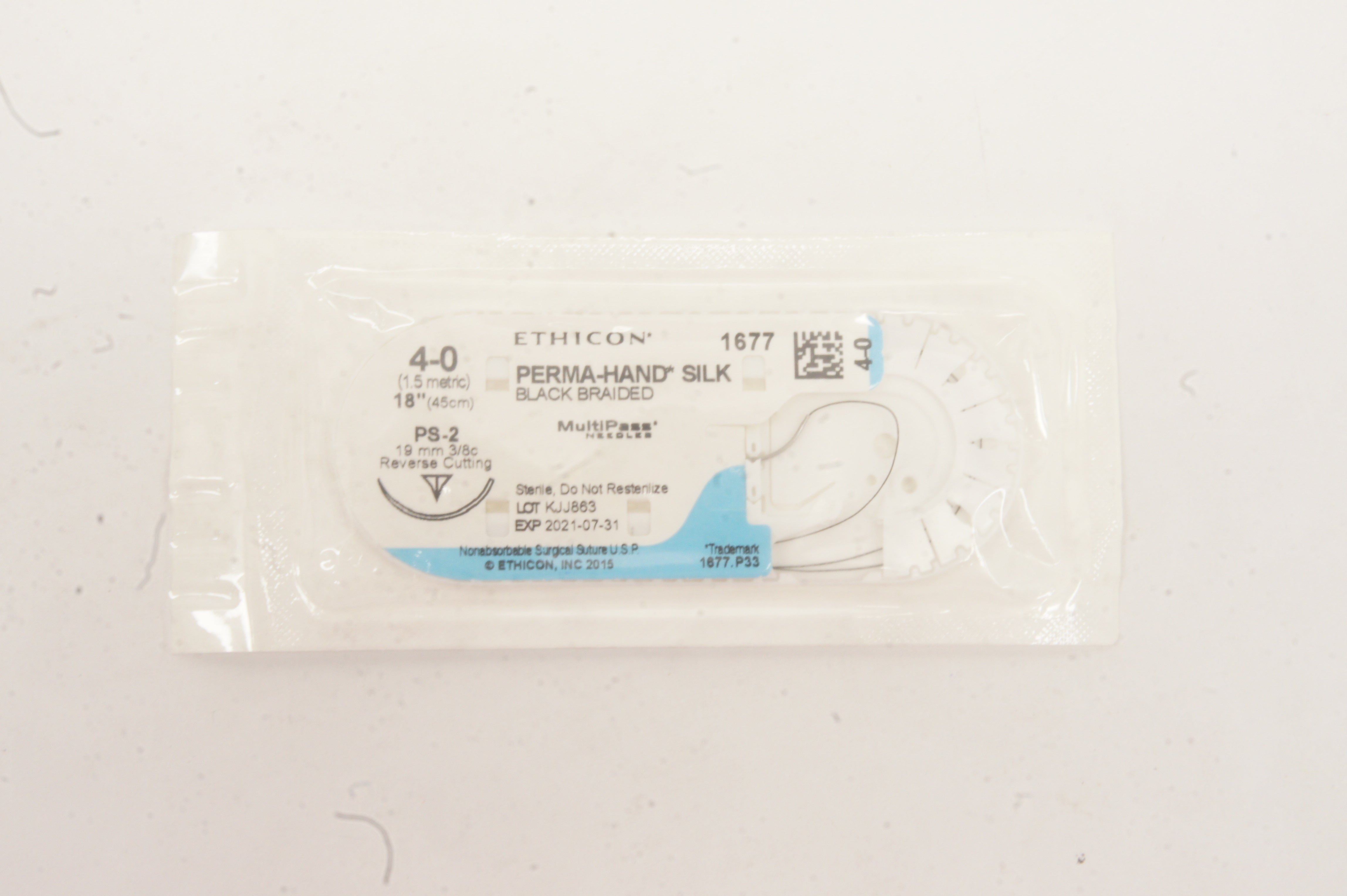 Ethicon 1677 4-0 PERMA-HAND SILK, PS-2, 19mm 3/8c, 18inch (x)