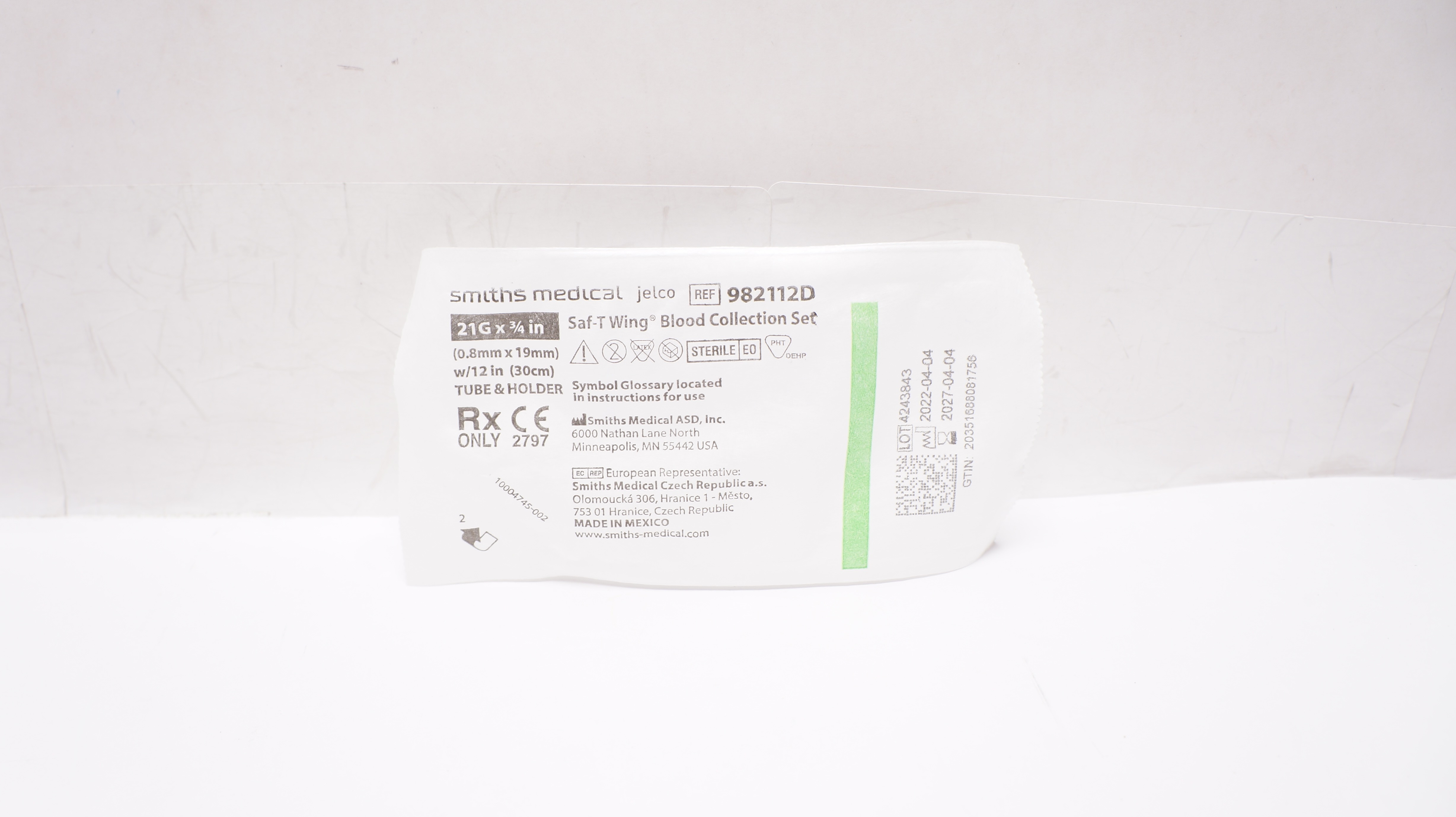 Smiths Medical 982112D Safety-T-Wing Blood Collection Set 21G x 3/4inch