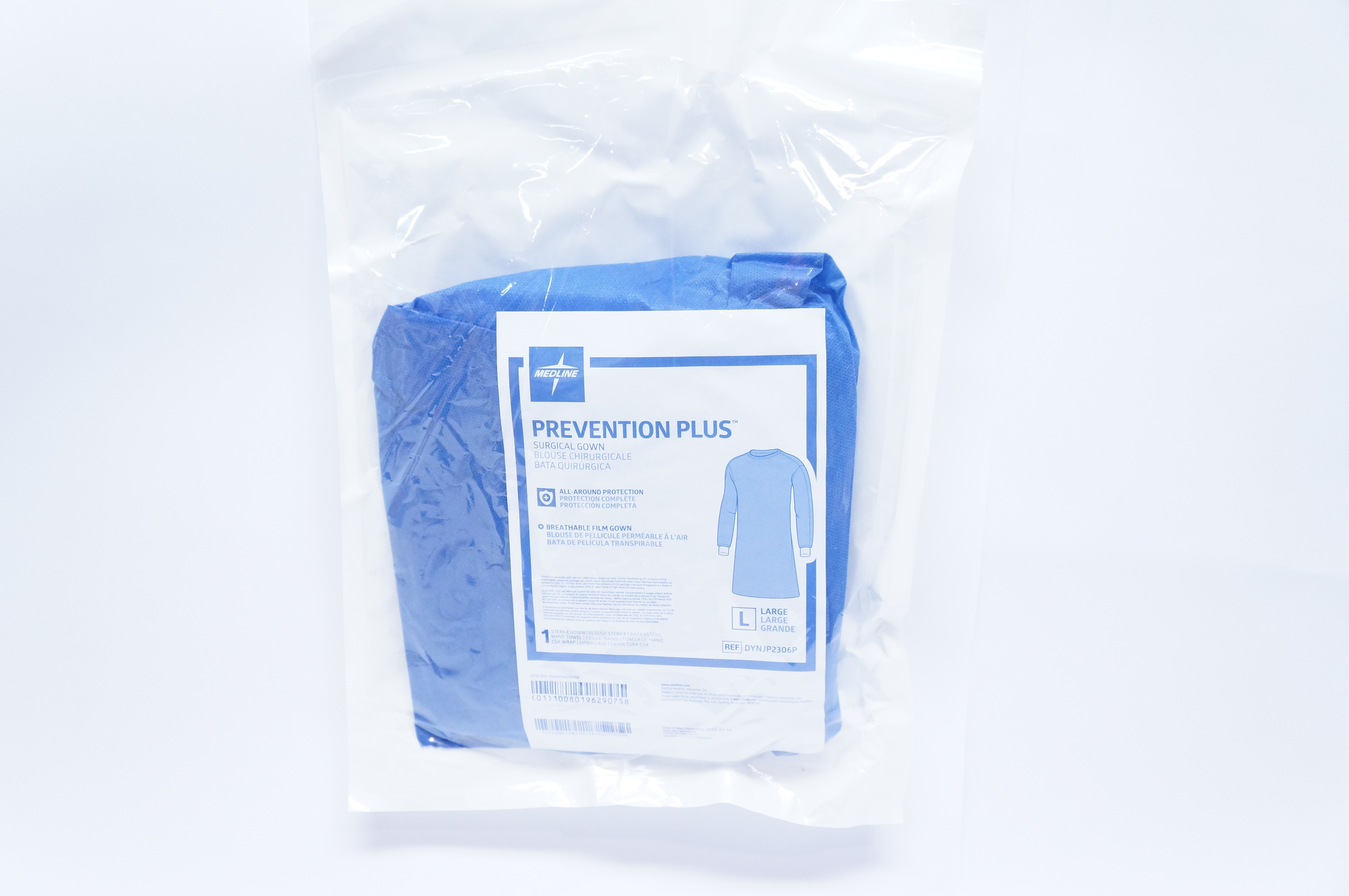 Medline DYNJP2306P Prevention Plus Surgical Gown, Large