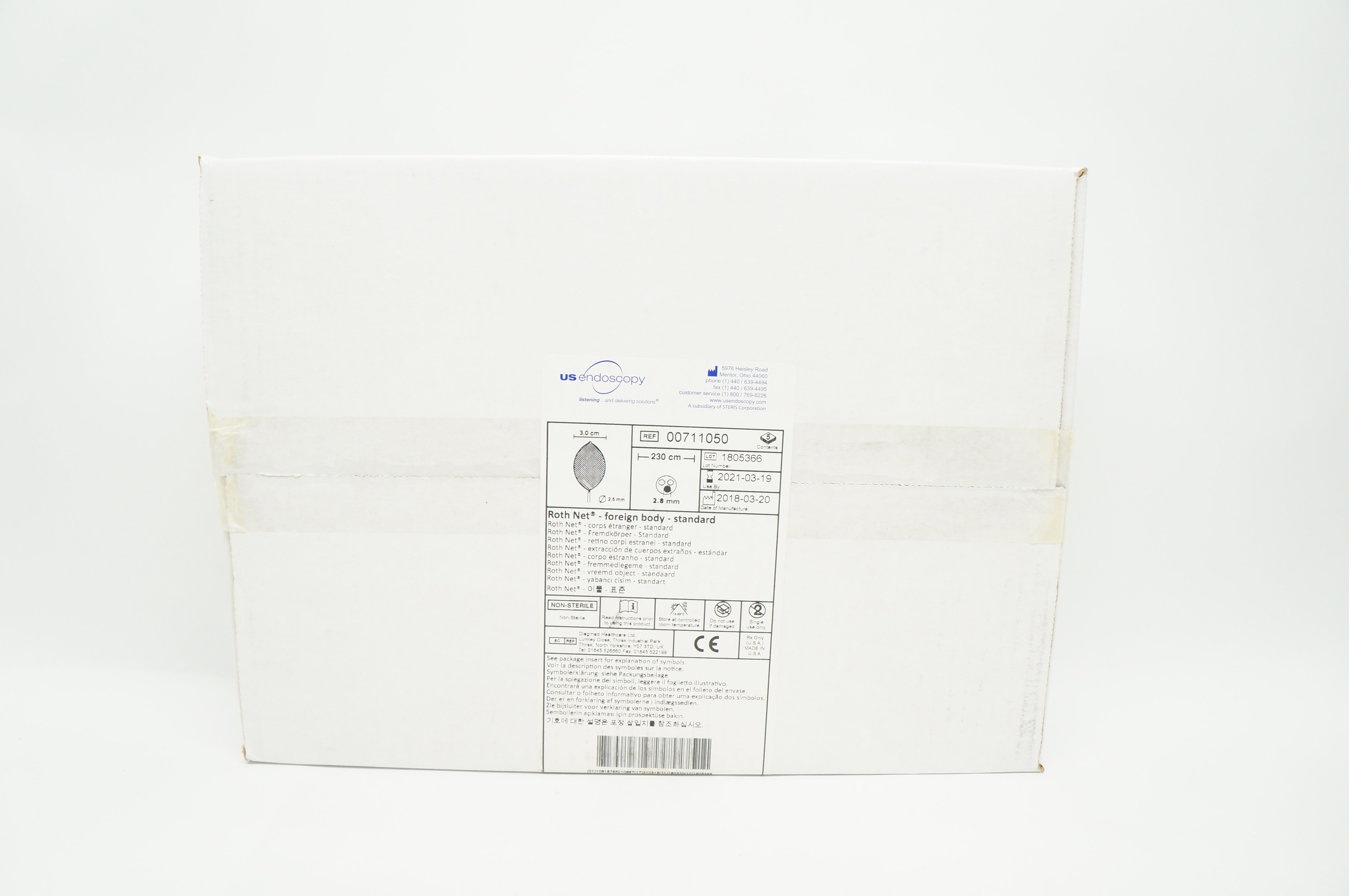 US Endoscopy 00711050 Roth Net Foreign Body 3.0mm x 2.5cm x 230cm (x) - Box of 5