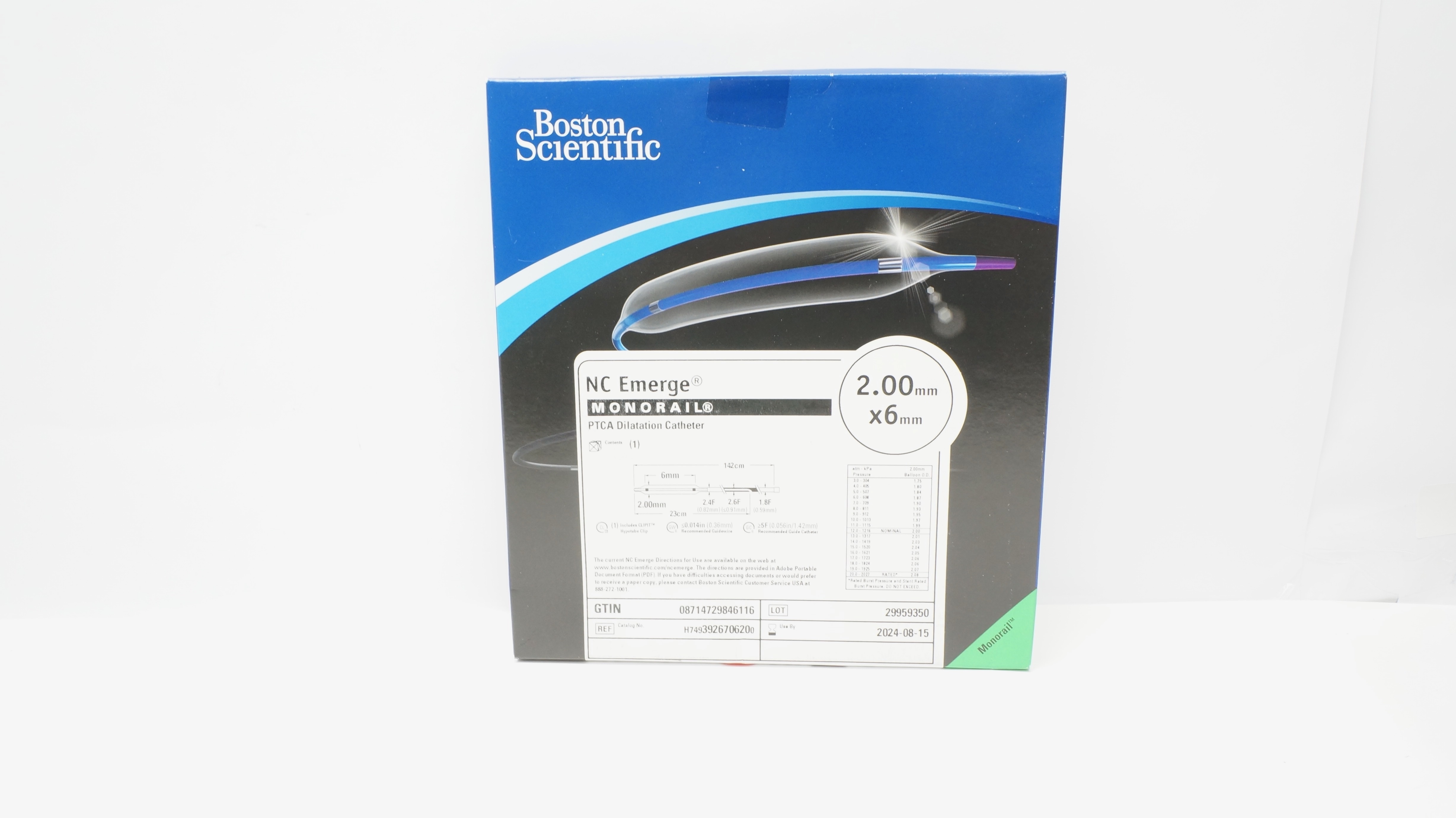 Boston Scientific 392670620 Monorail PTCA Dilatation Cath. 2.00mm x 6mm (x)
