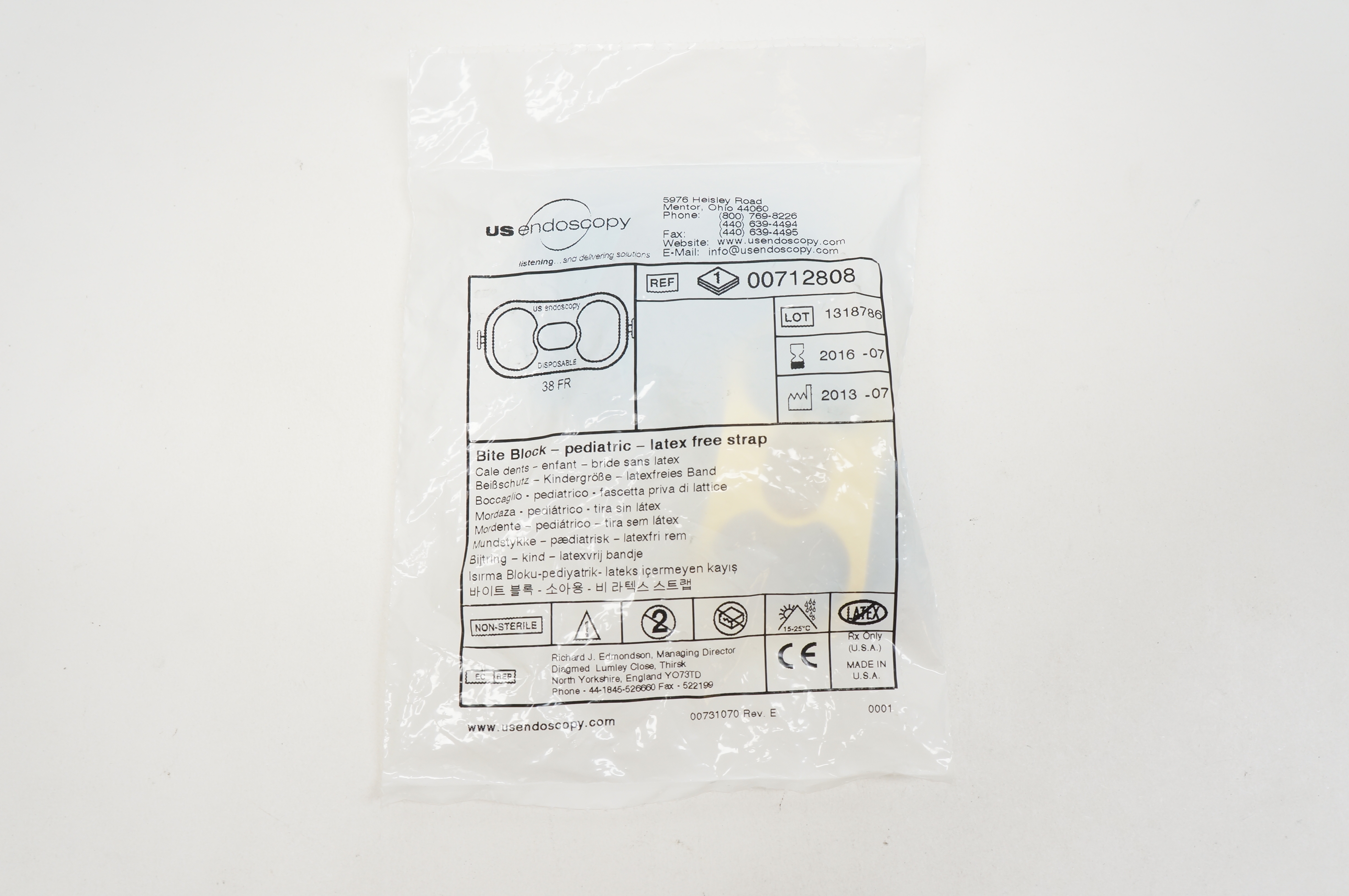 US Endoscopy 00712808 Bite Block - Pediatric - Latex Free Strap 38Fr. (x)
