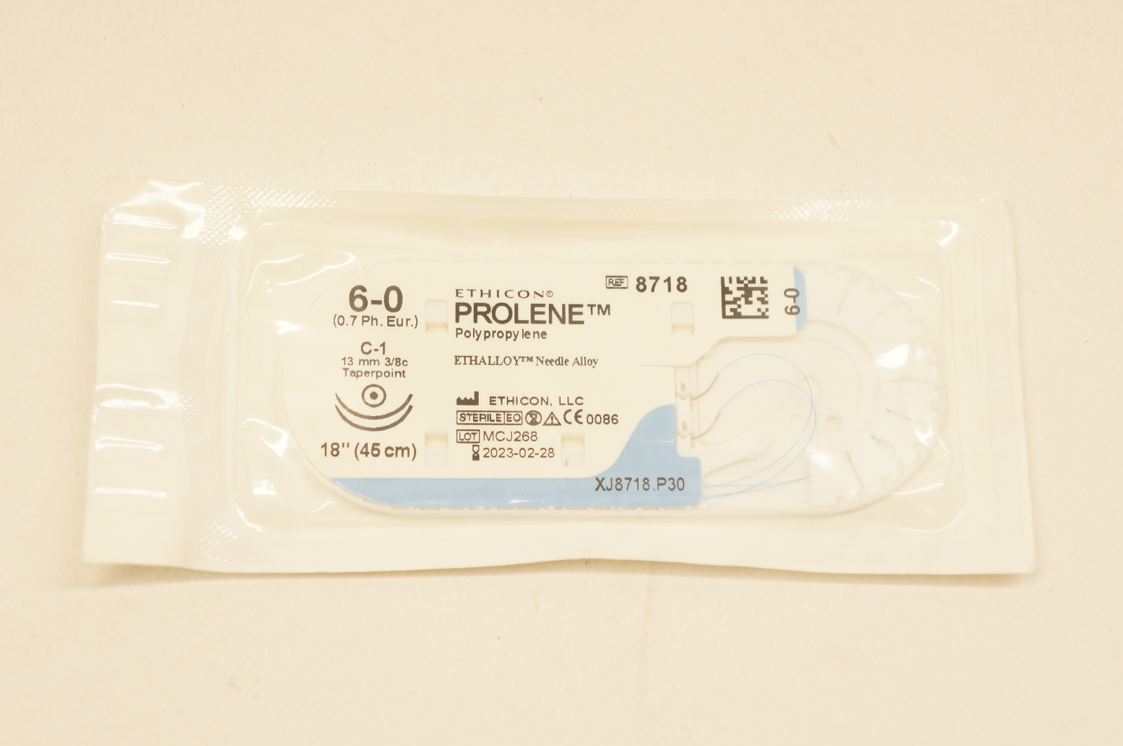 Ethicon 8718 6-0 PROLENE, C-1, 13mm 3/8c Taperpoint, 18inch (x)