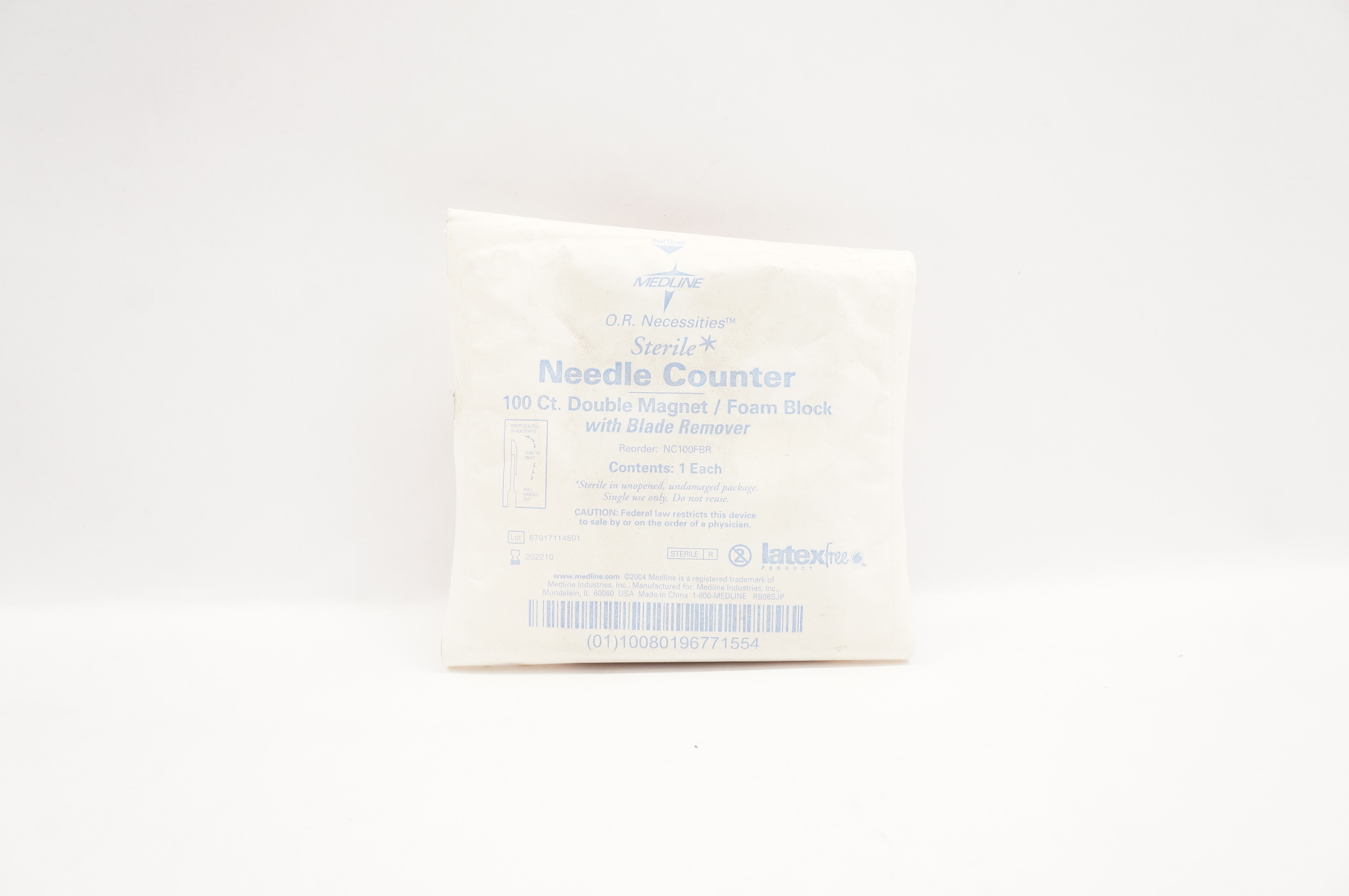 Medline NC100FBR O.R. Necessities Ndle Counter 100 Ct. Double Magnet/Foam Block