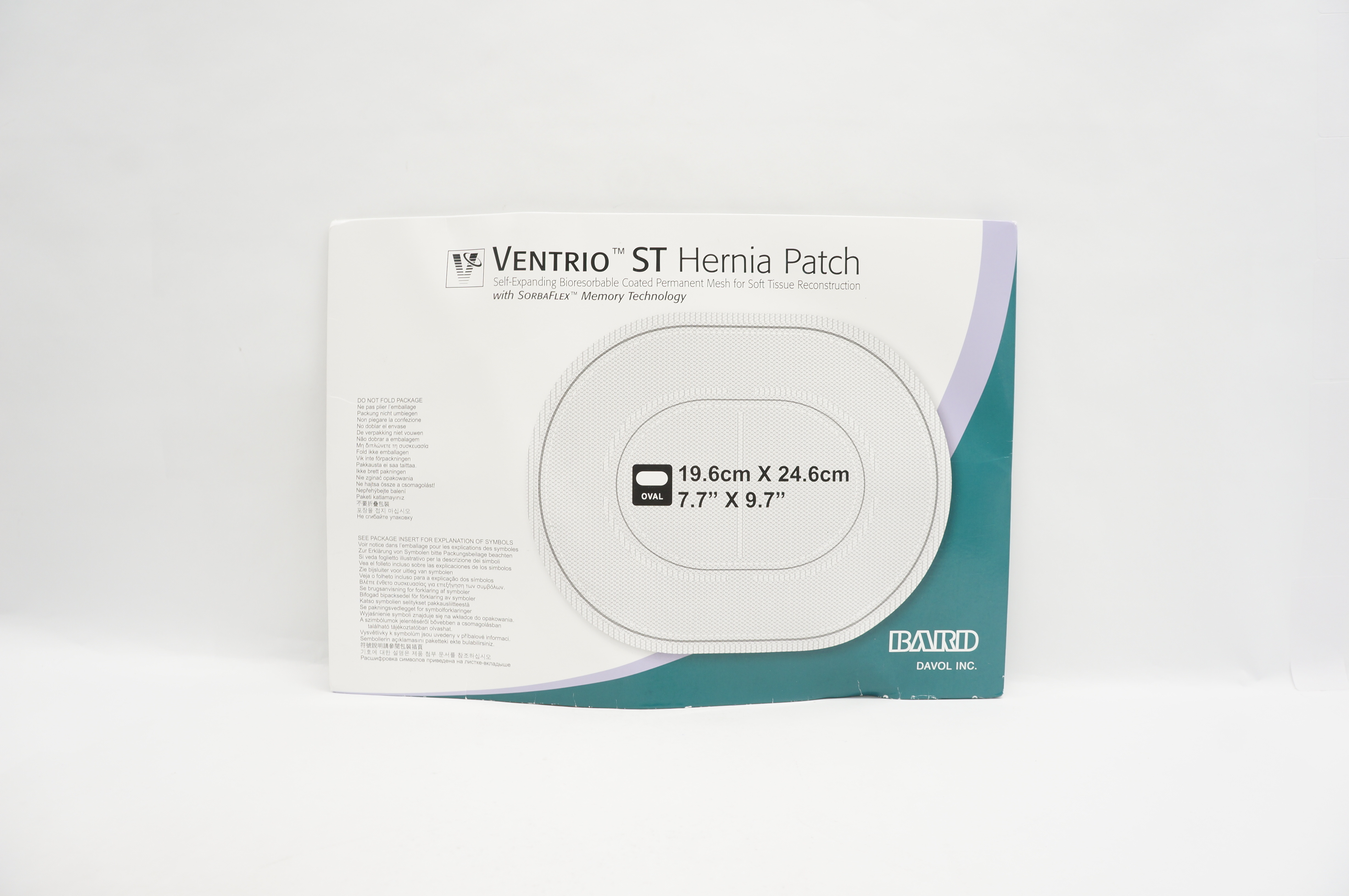 Bard 5950070 Davol Ventrio ST Hernia Patch 7.7inch x 9.7inch (x)