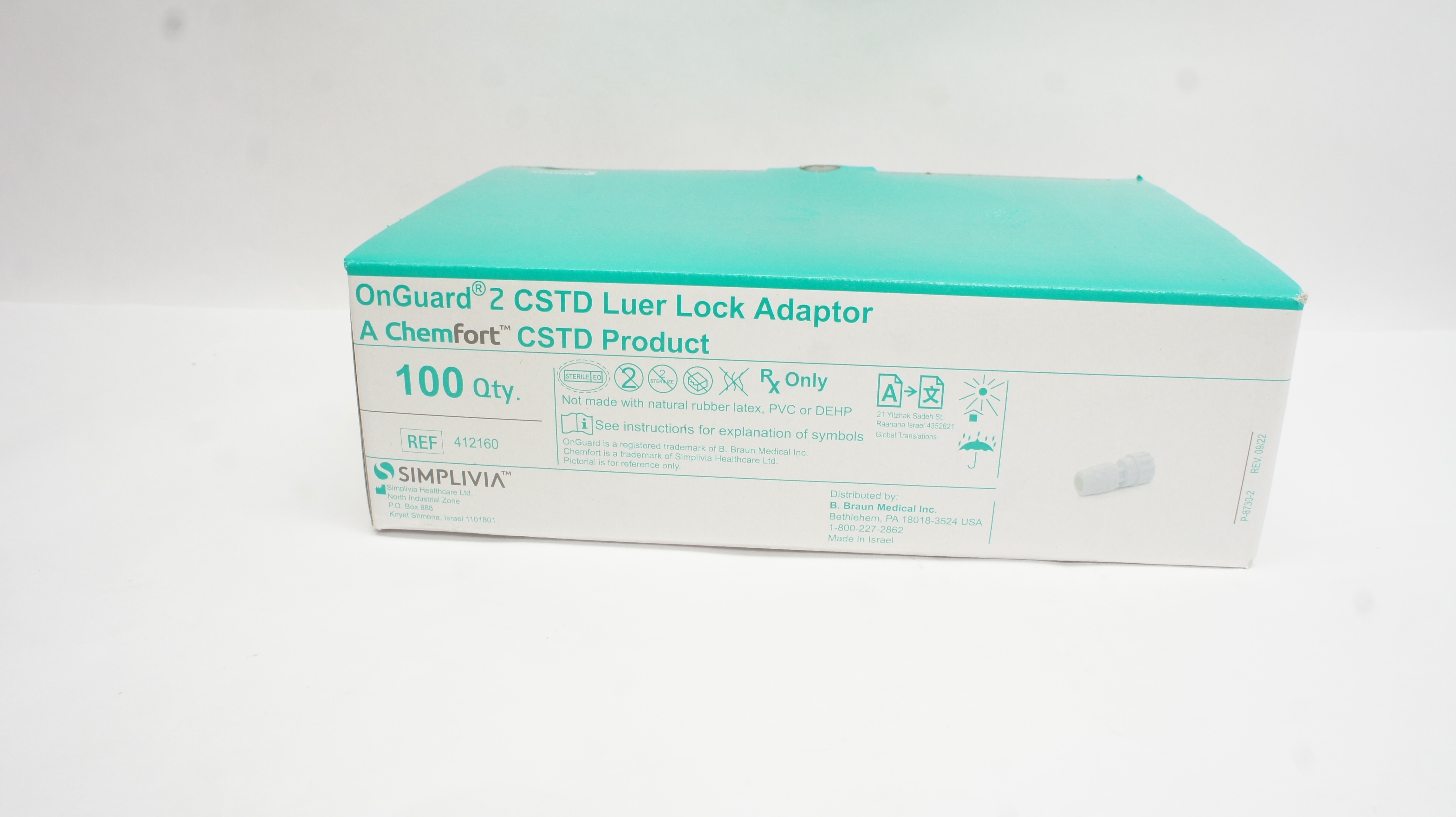 Simplivia Healthcare 412160 OnGuard 2 CSTD Luer Lock Adaptor - Box of 100
