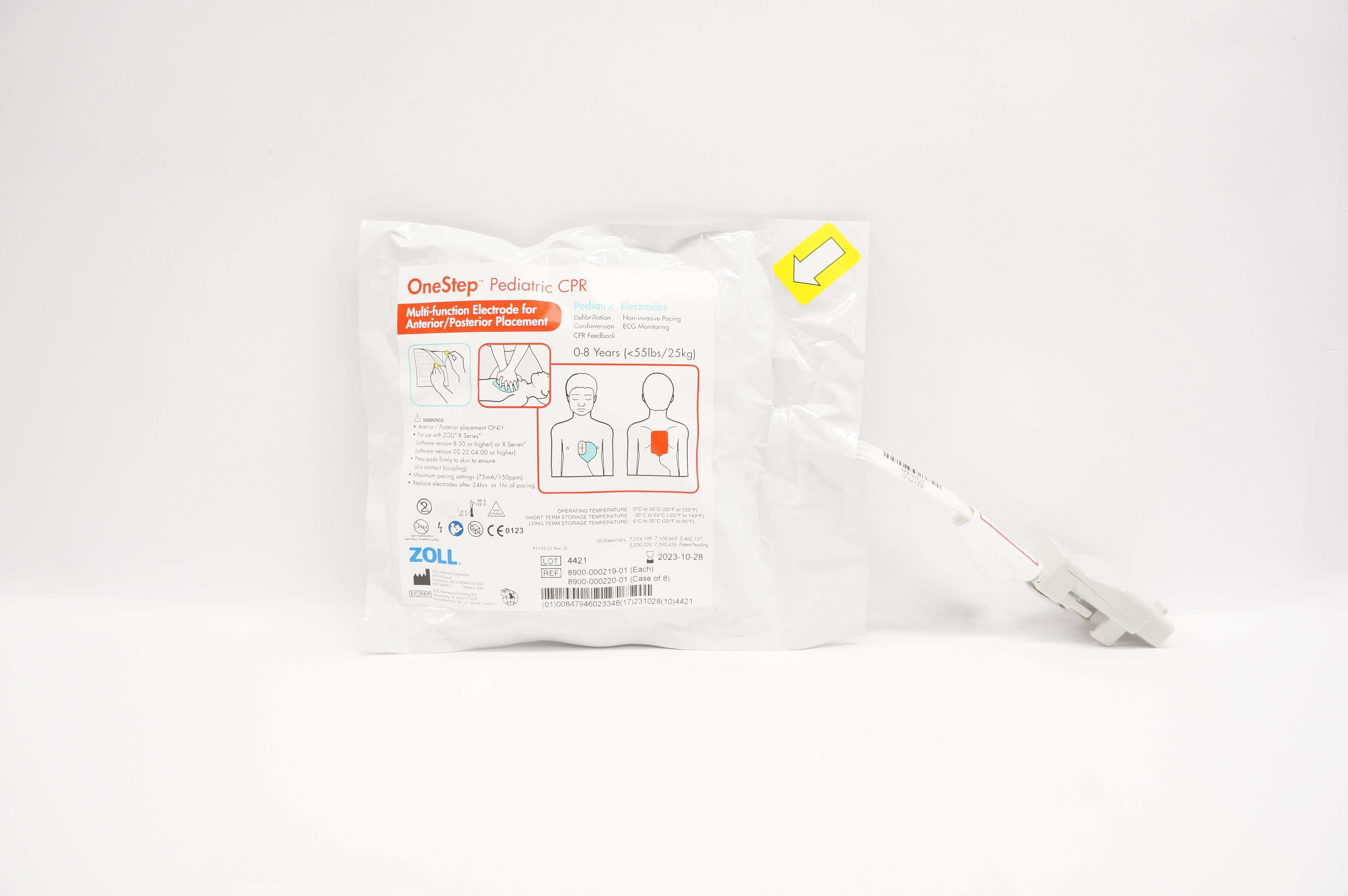 Zoll 8900-000219-01 OneStep Pediatric CPR Multifunction Electrode 0-8 Years