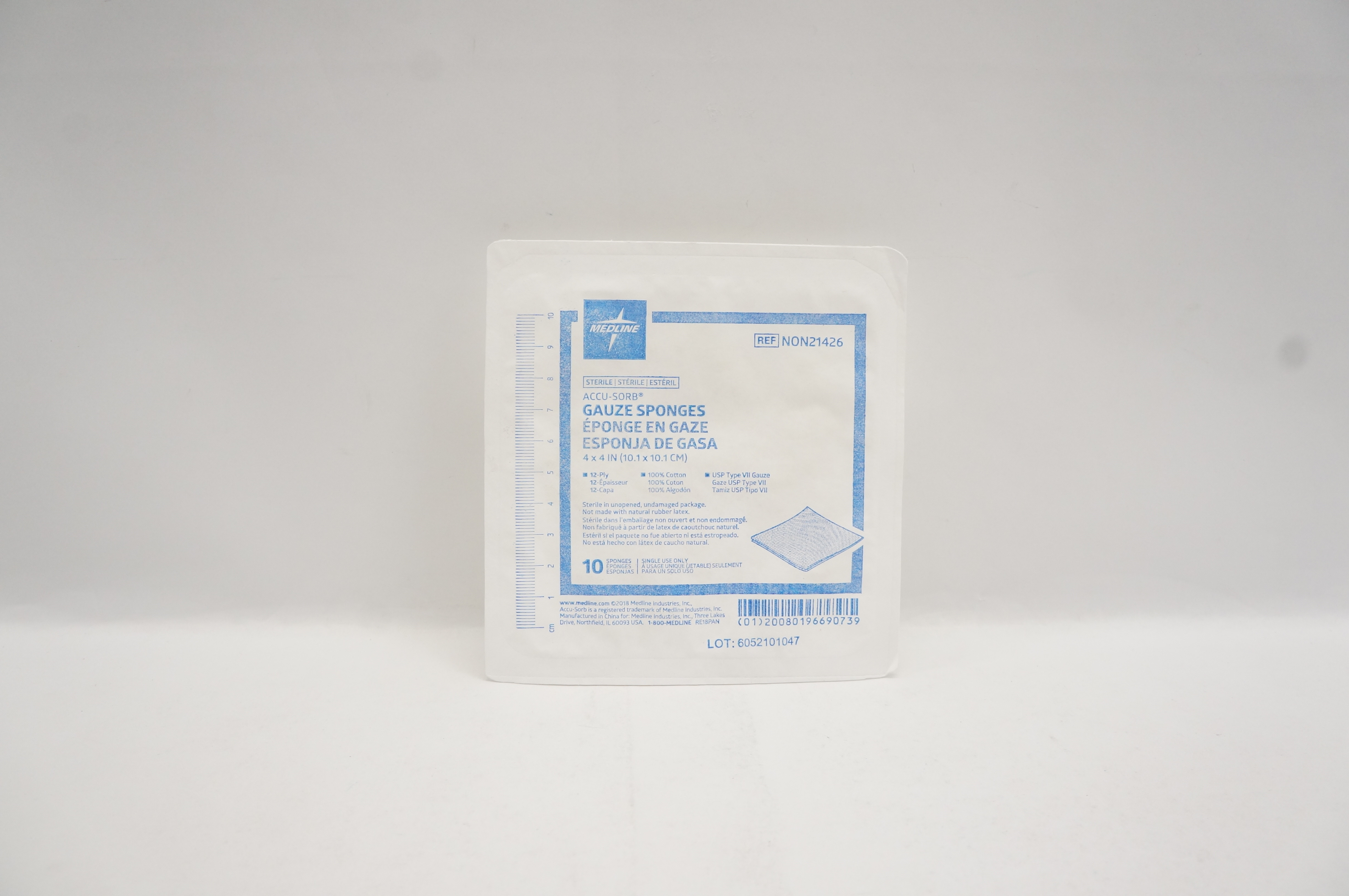 Medline NON21426 ACCU-SORB Gauze Sponges 12-Ply, 4 x 4 inch - Pack of 10