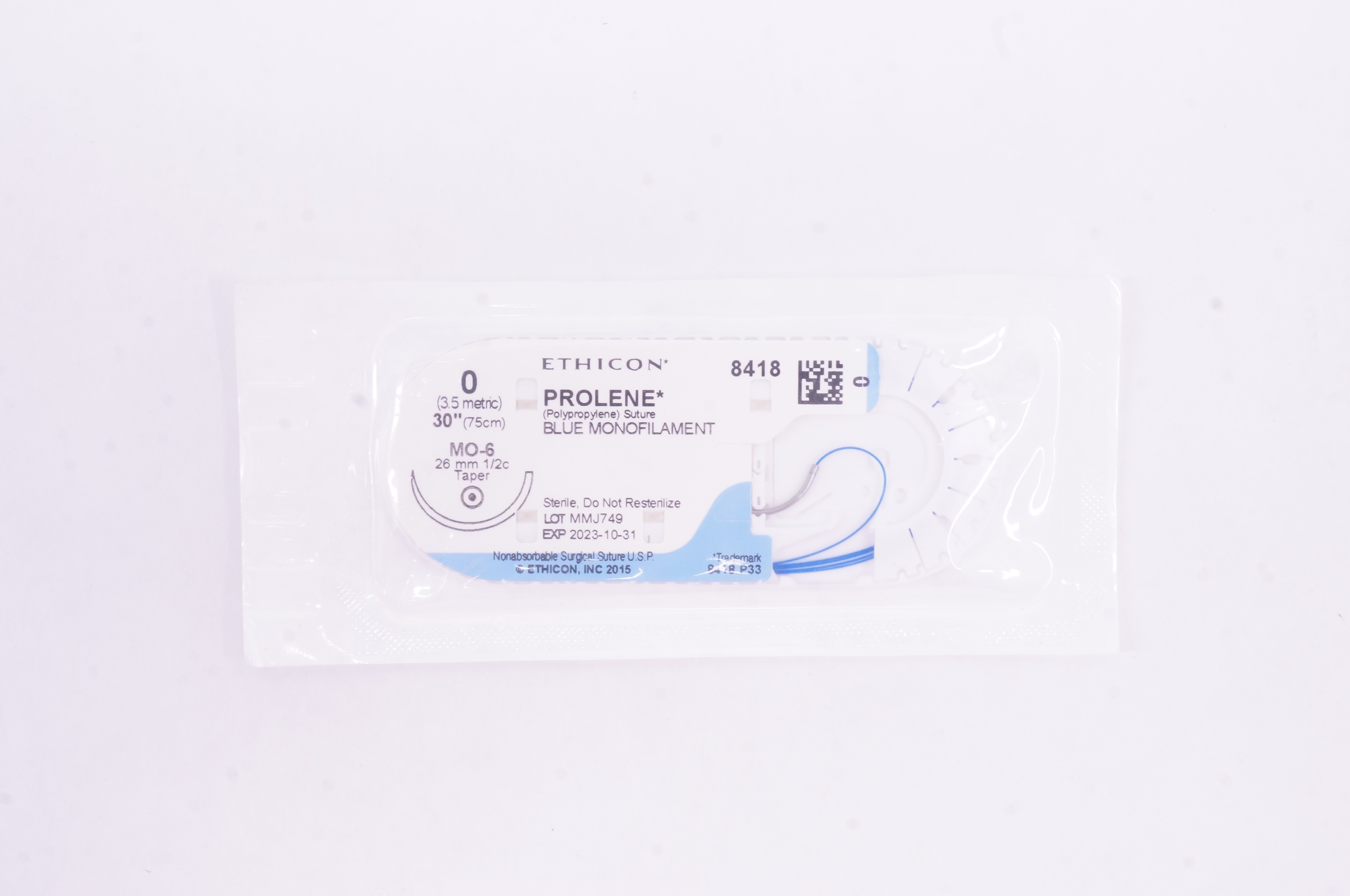 Ethicon 8418 0 Prolene Polypropylene MO-6 26mm 1/2c Taper, 30 inch (x)