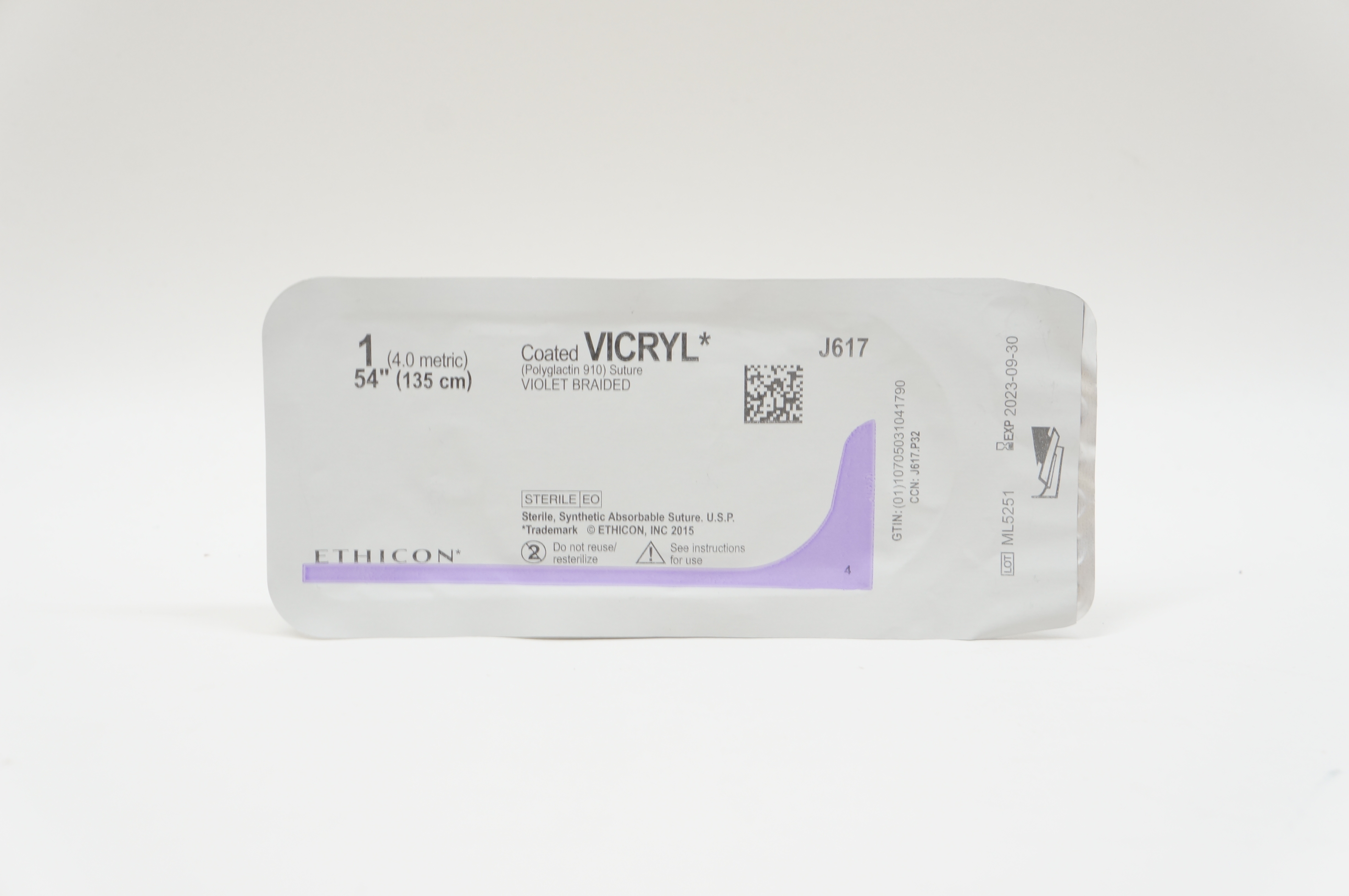 Ethicon J617 1 VICRYL, Violet Braided, 54inch