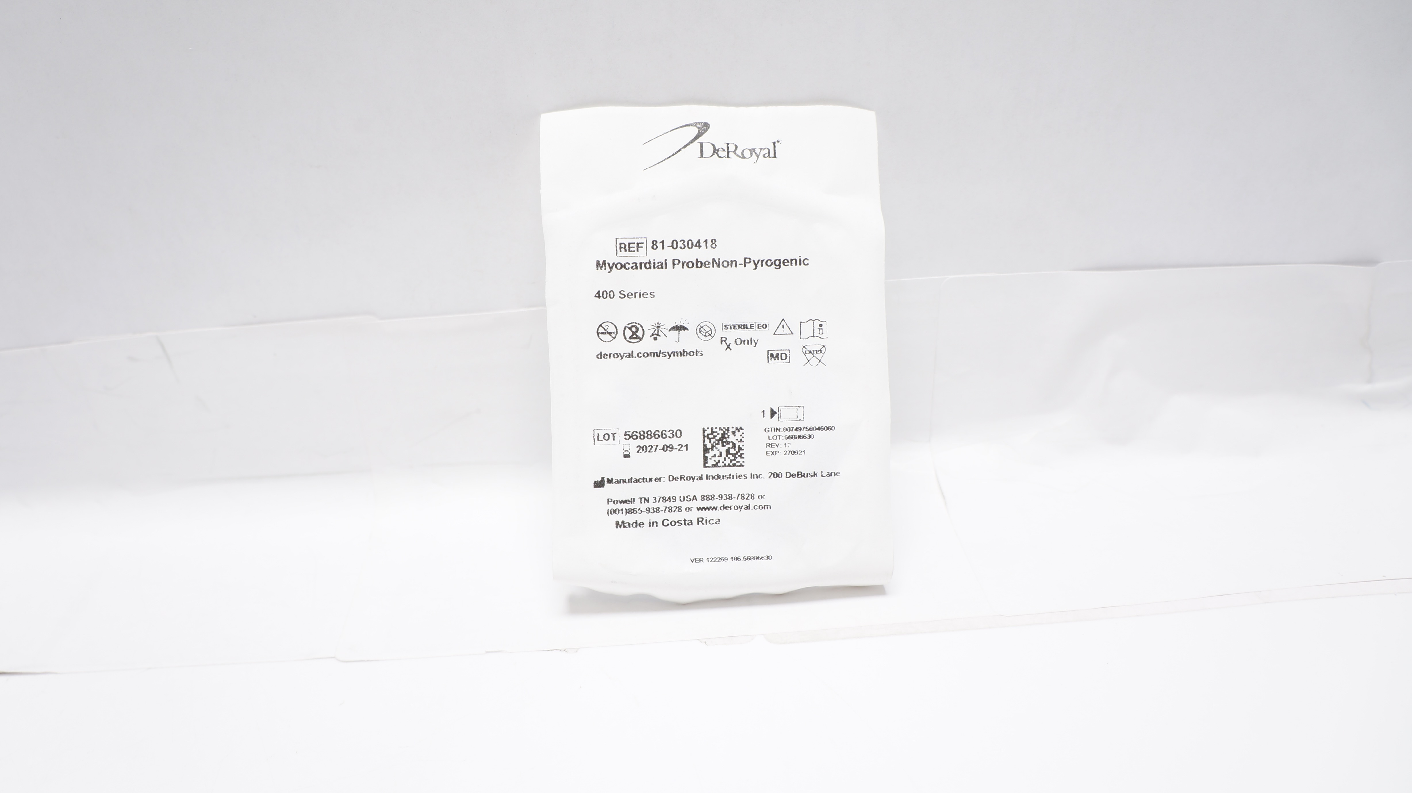 DeRoyal 81-030418 Myocardial Probe Non-Pyrogenic 400 Series, Size 18mm