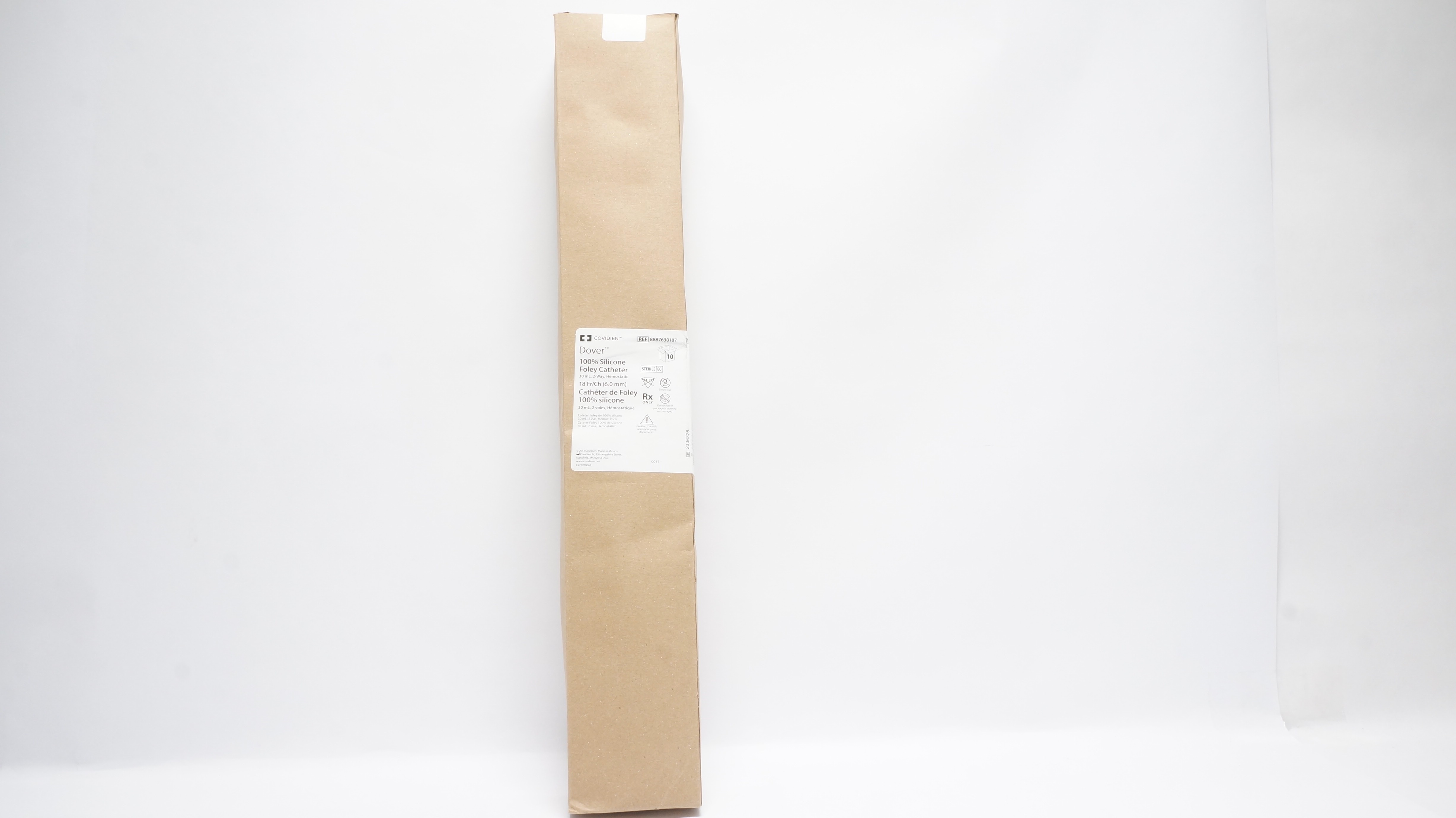 Covidien 8887630187 Dover 100% Silicone Foley Cath.2-Way,18Fr/Ch 30ml -Box of 10