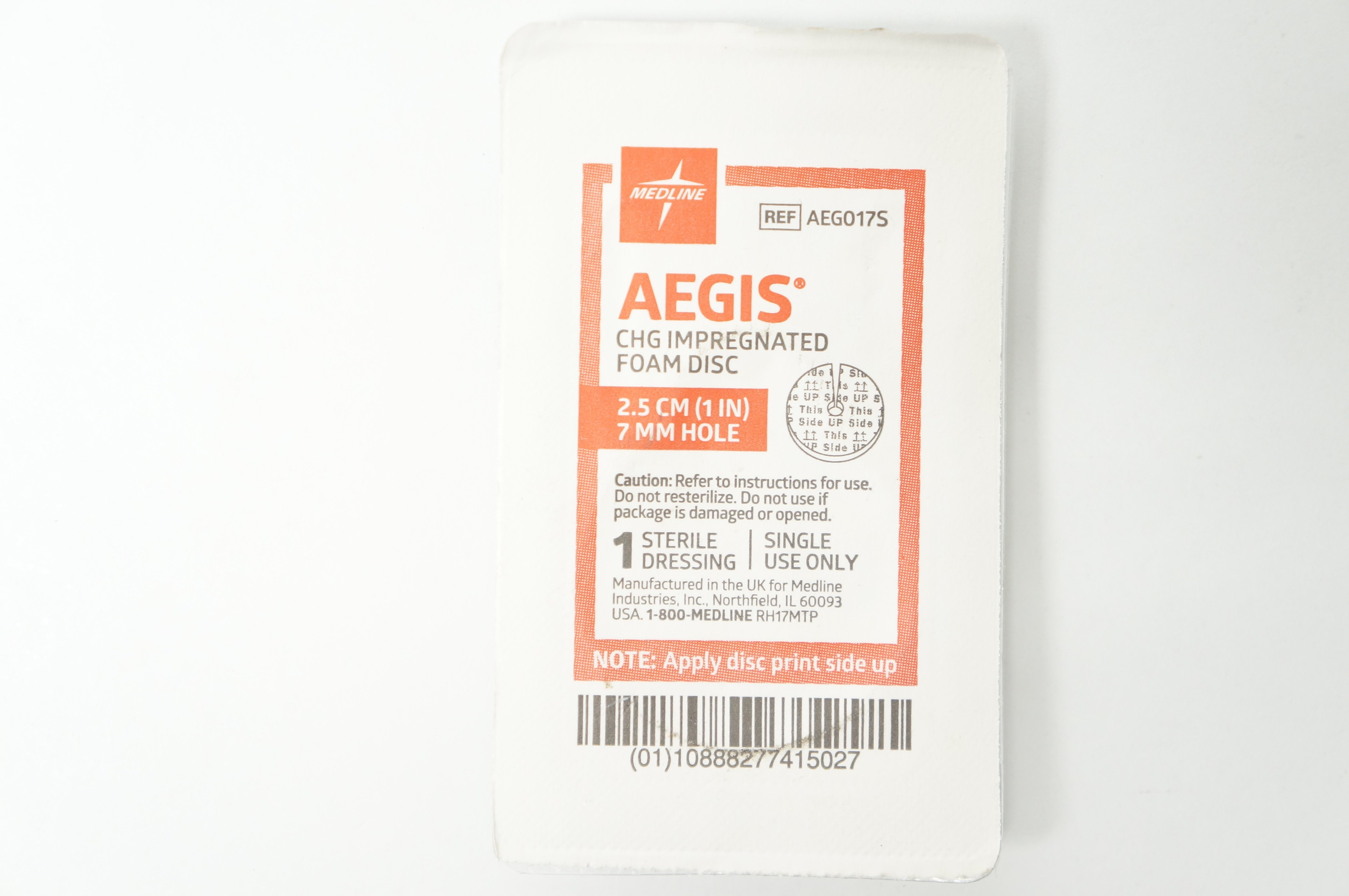 Medline AEG017S AEGIS CHG Impregnated Foam Disc 1inch x 7mm (x)