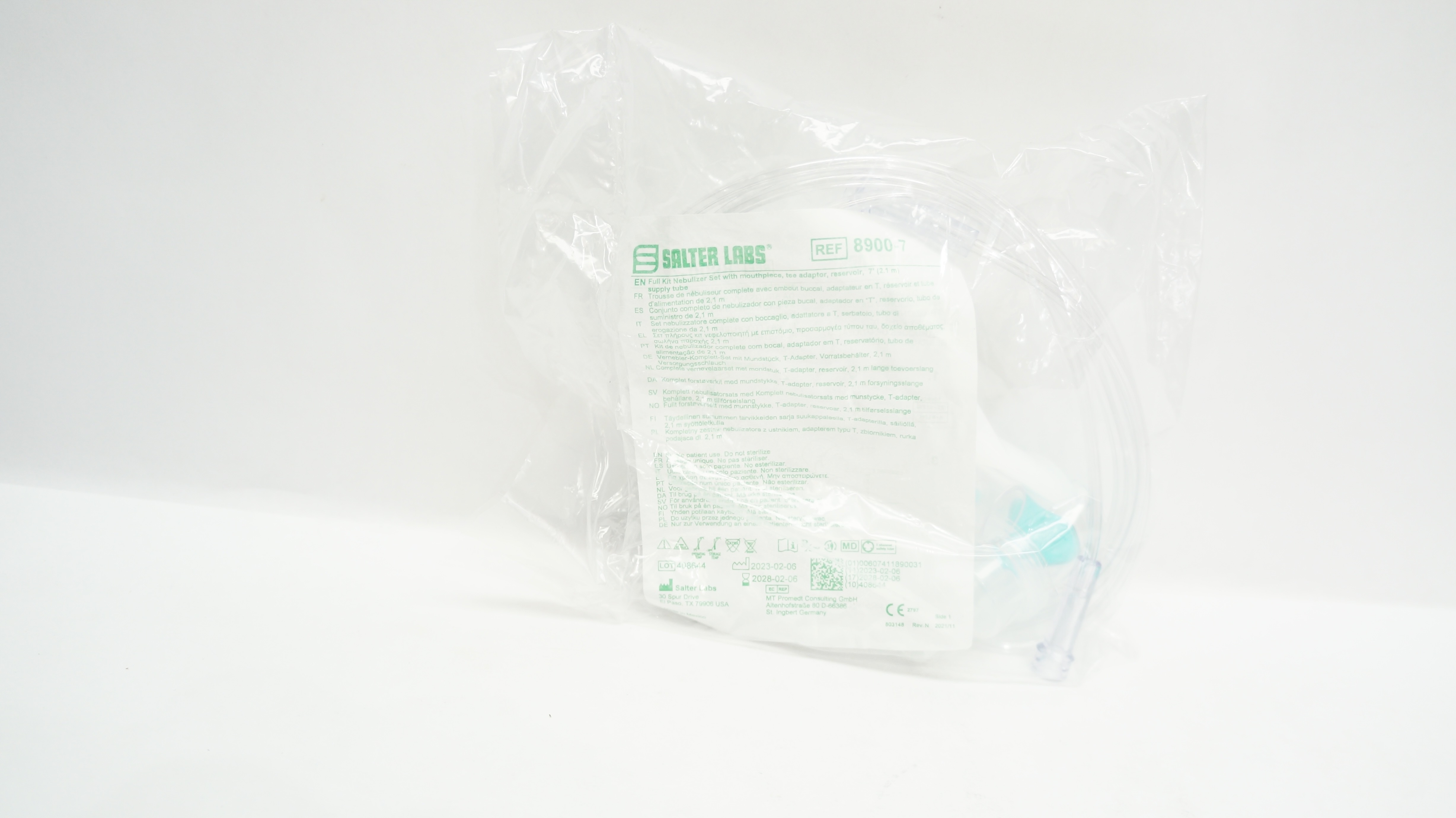SalterLabs 8900-7 Full Kit Nebulizer Set w/Mouthpiece Adaptor Reservoir 7ft Tube