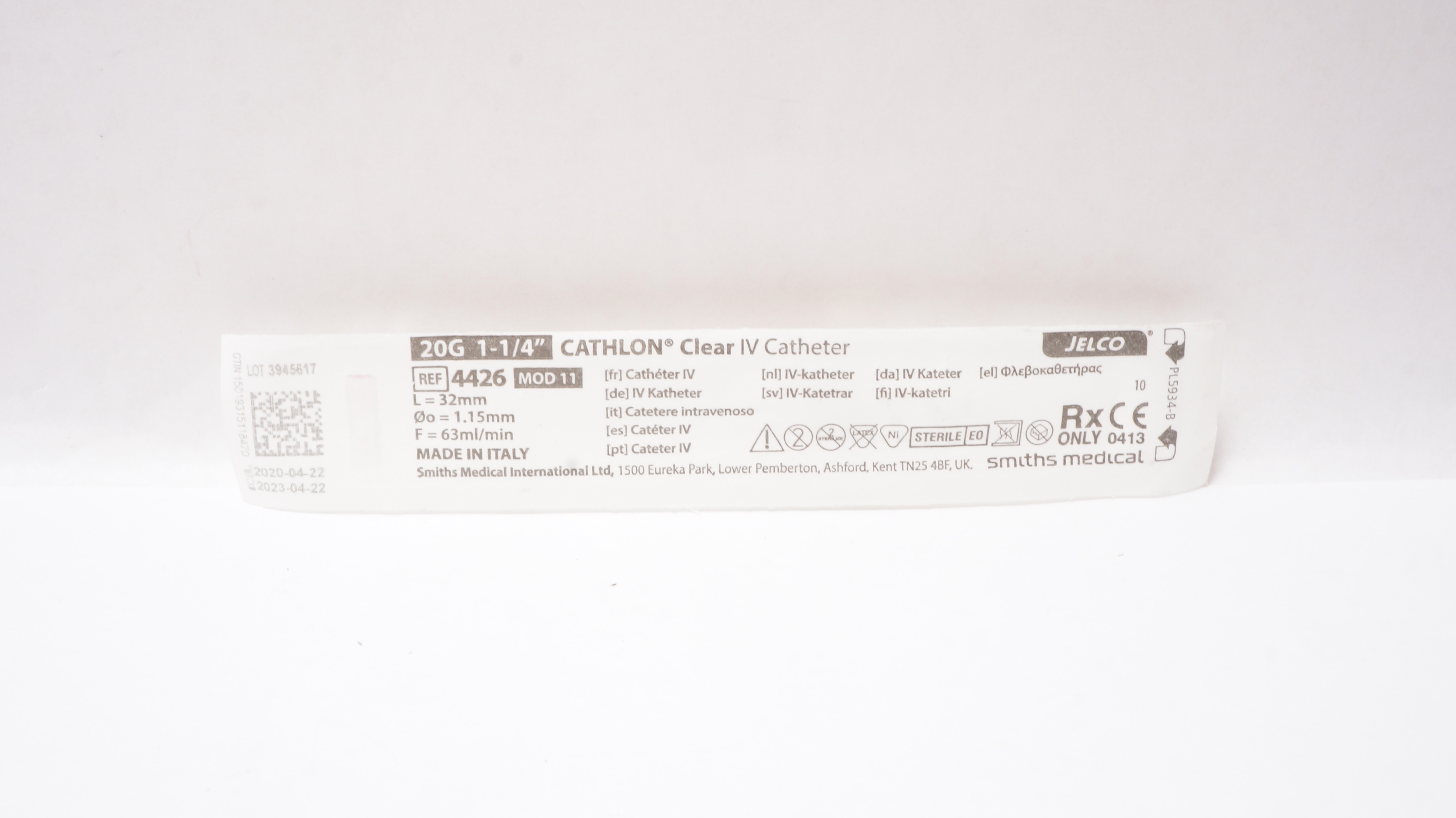 Smiths Medical 4426 Jelco Cathlon Clear IV Cath. 20G x 1-1/4inch (x)